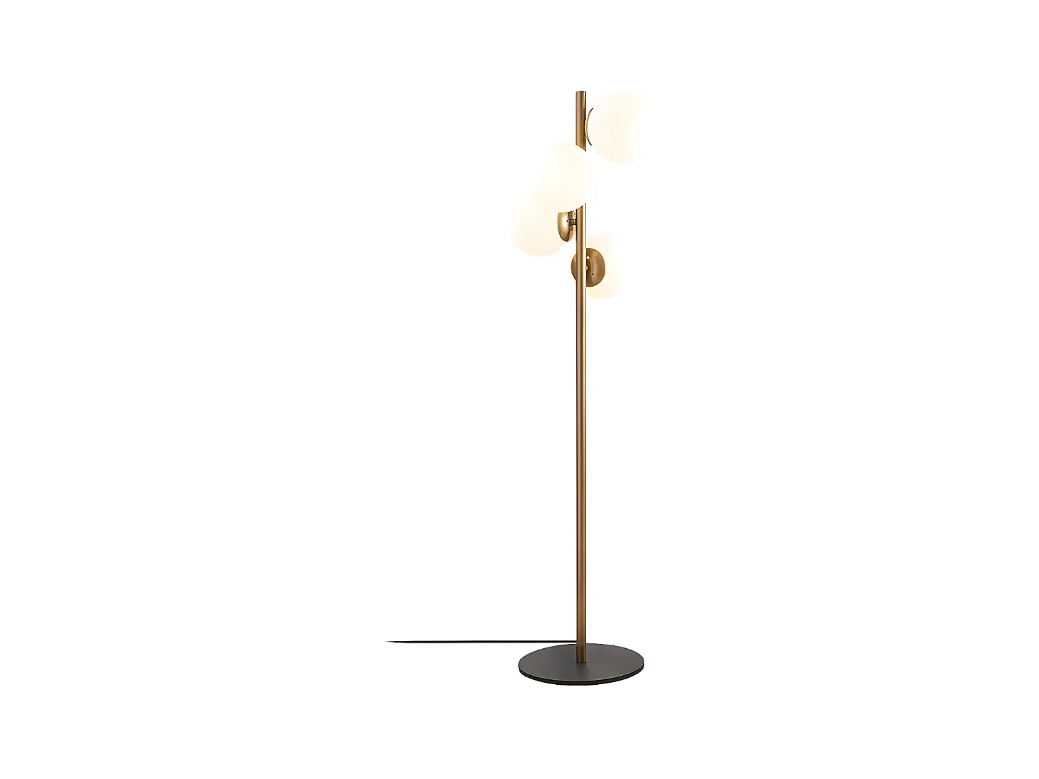 Stehleuchte mit 4 Leuchten - H. 130 cm - Metall & Glas - Weiß & Goldfarben - FAZE