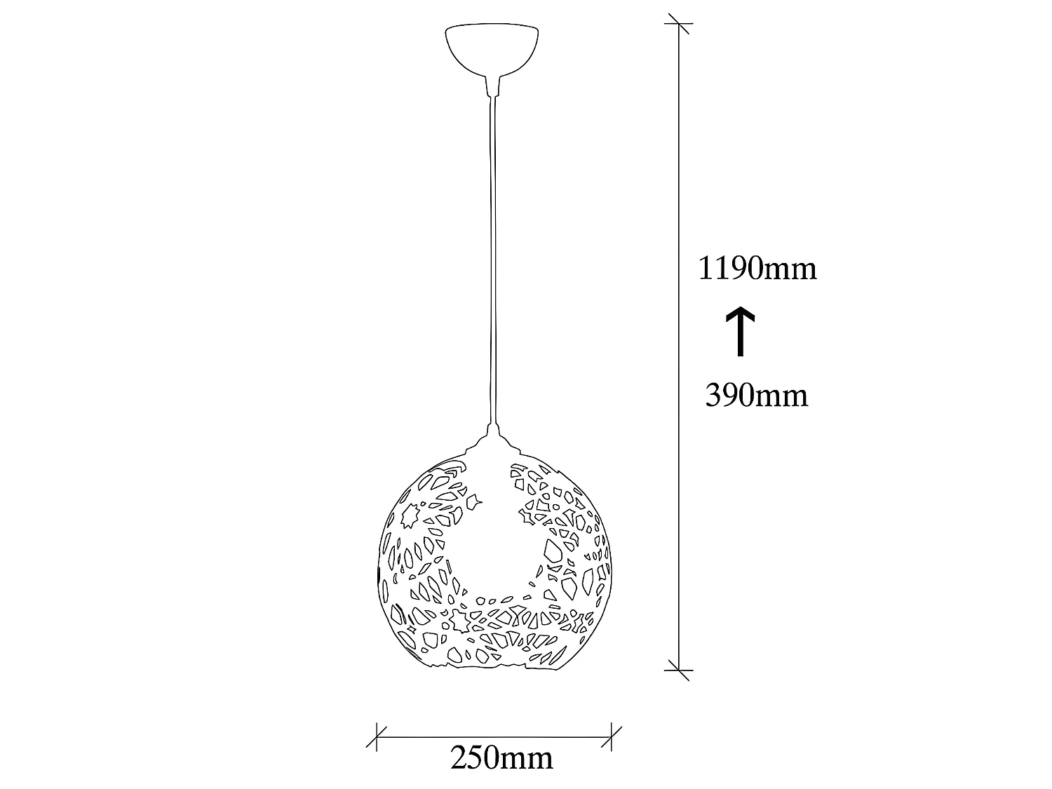 Suspension filaire en métal à hauteur réglable - D. 25 x H. 39 /119 cm - Noir - CELINDRA
