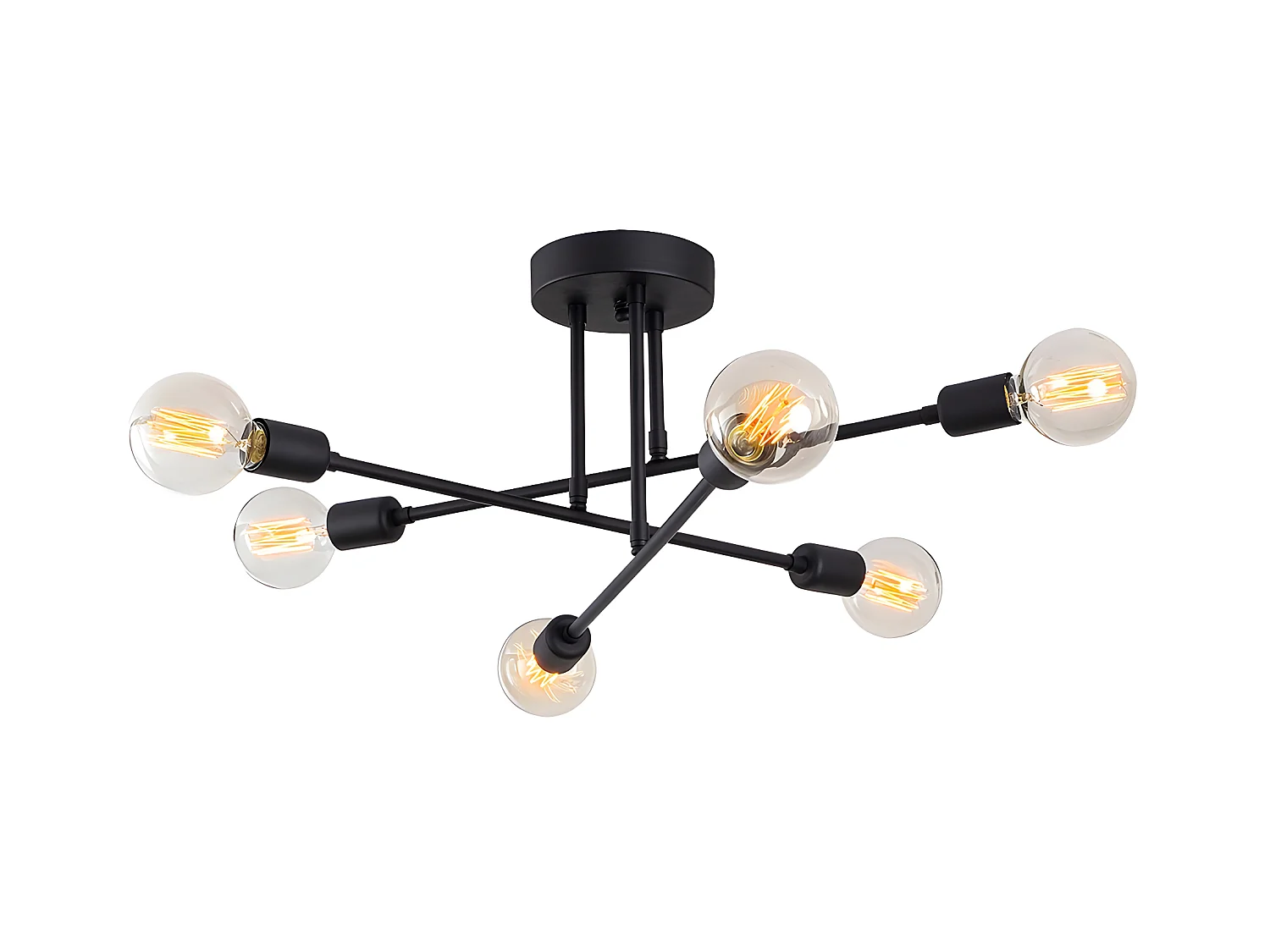 Plafondlamp van metaal FLOWERA - 3 armen - L64 cm x H30 cm - Zwart