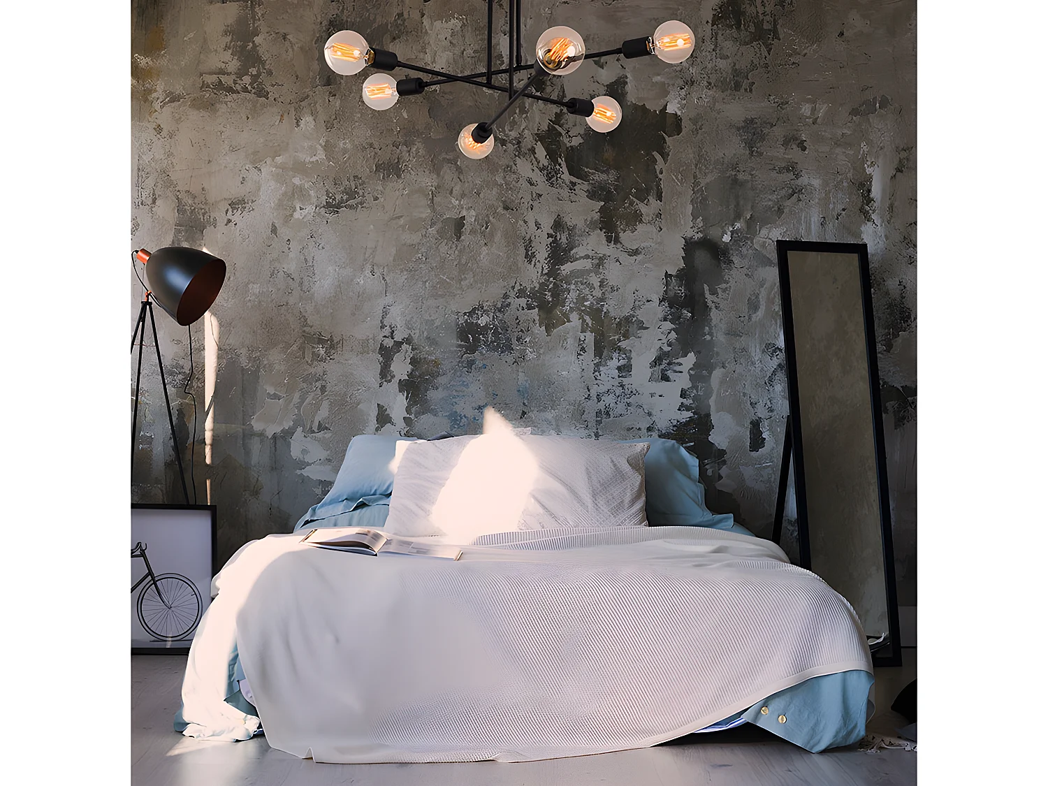 Plafondlamp van metaal FLOWERA - 3 armen - L64 cm x H30 cm - Zwart