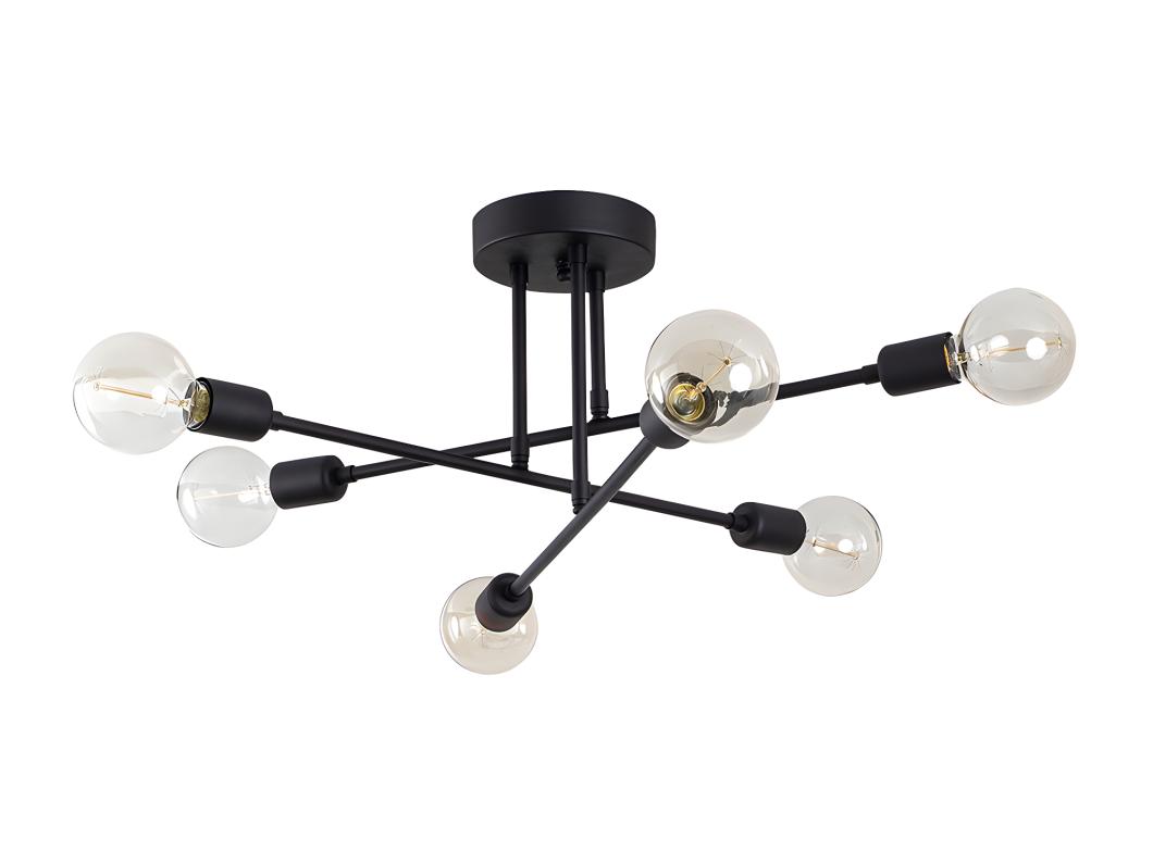 Lampa sufitowa FLOWERA z metalu – 3 ramiona – 64 × 30 cm (szer. × wys.) – kolor czarny