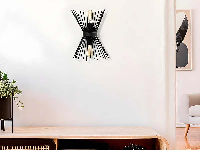 Applique murale filaire en métal - H. 33 cm - Noir - KIRPI