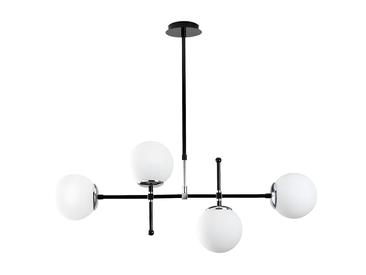 Deckenleuchte mit 4 Leuchten höhenverstellbar - Metall - 108 x 67/82 cm - Schwarz & Weiß - LEGEND