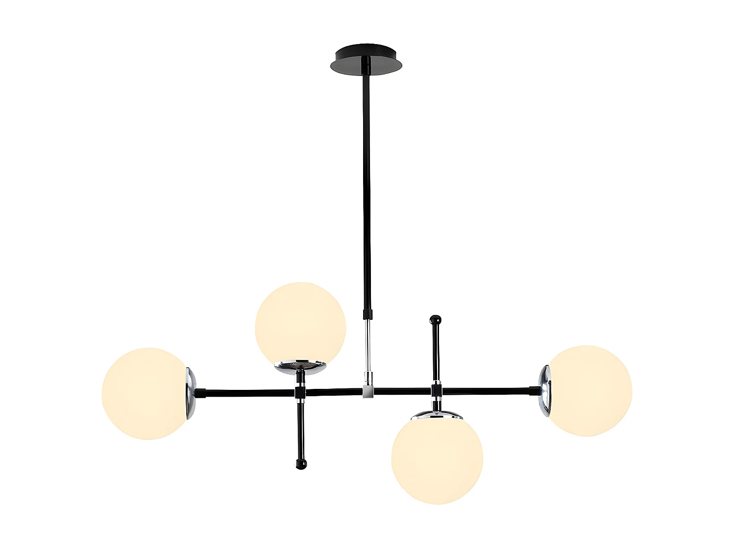 Deckenleuchte mit 4 Leuchten höhenverstellbar - Metall - 108 x 67/82 cm - Schwarz & Weiß - LEGEND