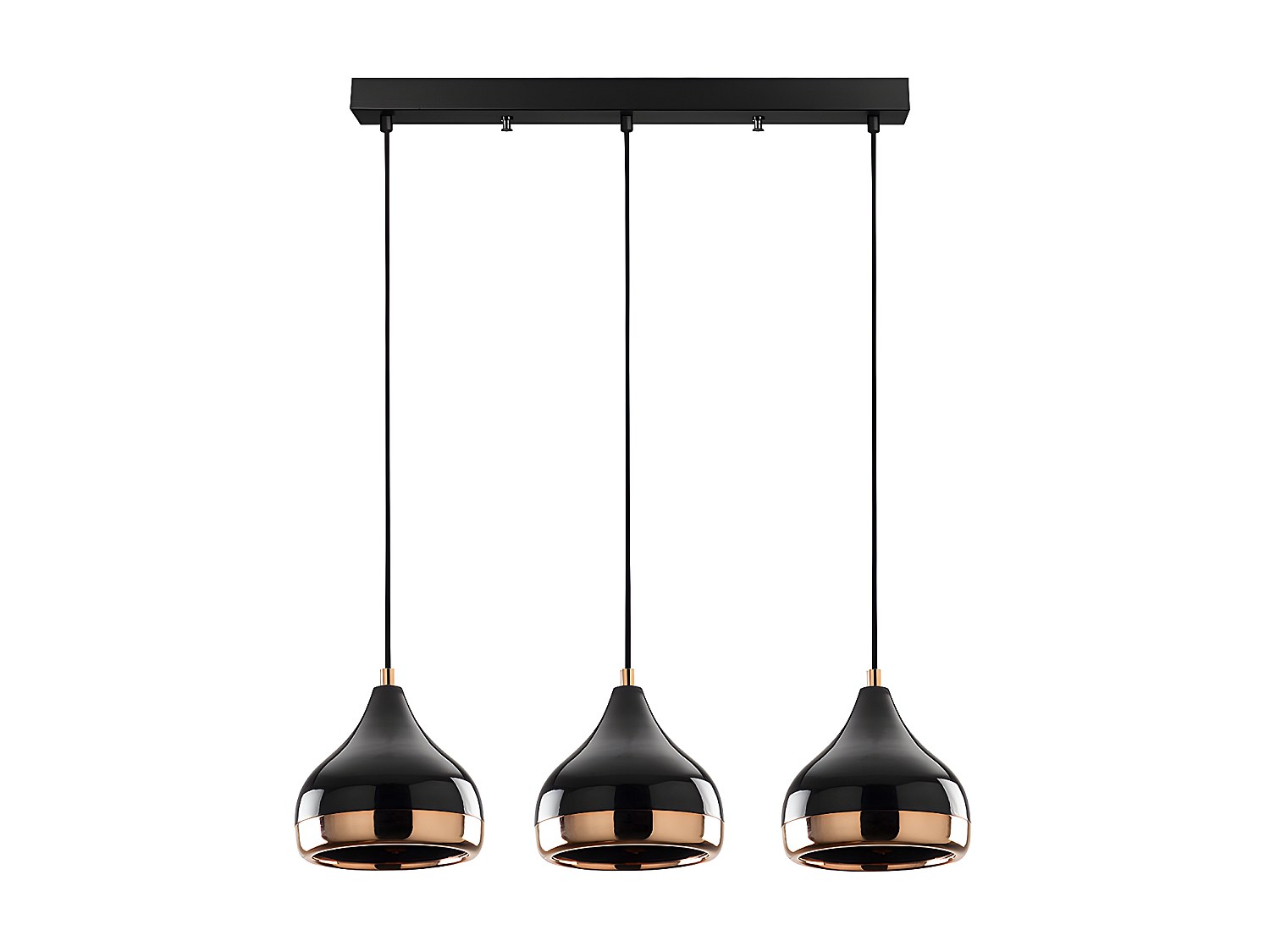 Deckenleuchte höhenverstellbar - Metall - 67 x 25/111 cm - Schwarz & Kupfer günstig online kaufen