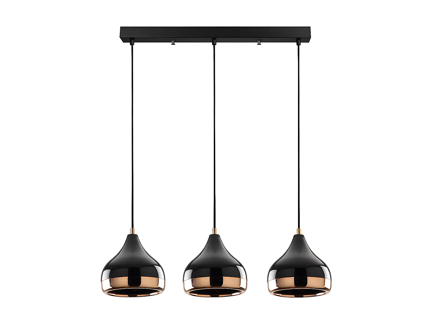 Deckenleuchte höhenverstellbar - Metall - 67 x 25/111 cm - Schwarz & Kupferfarben - YILDO