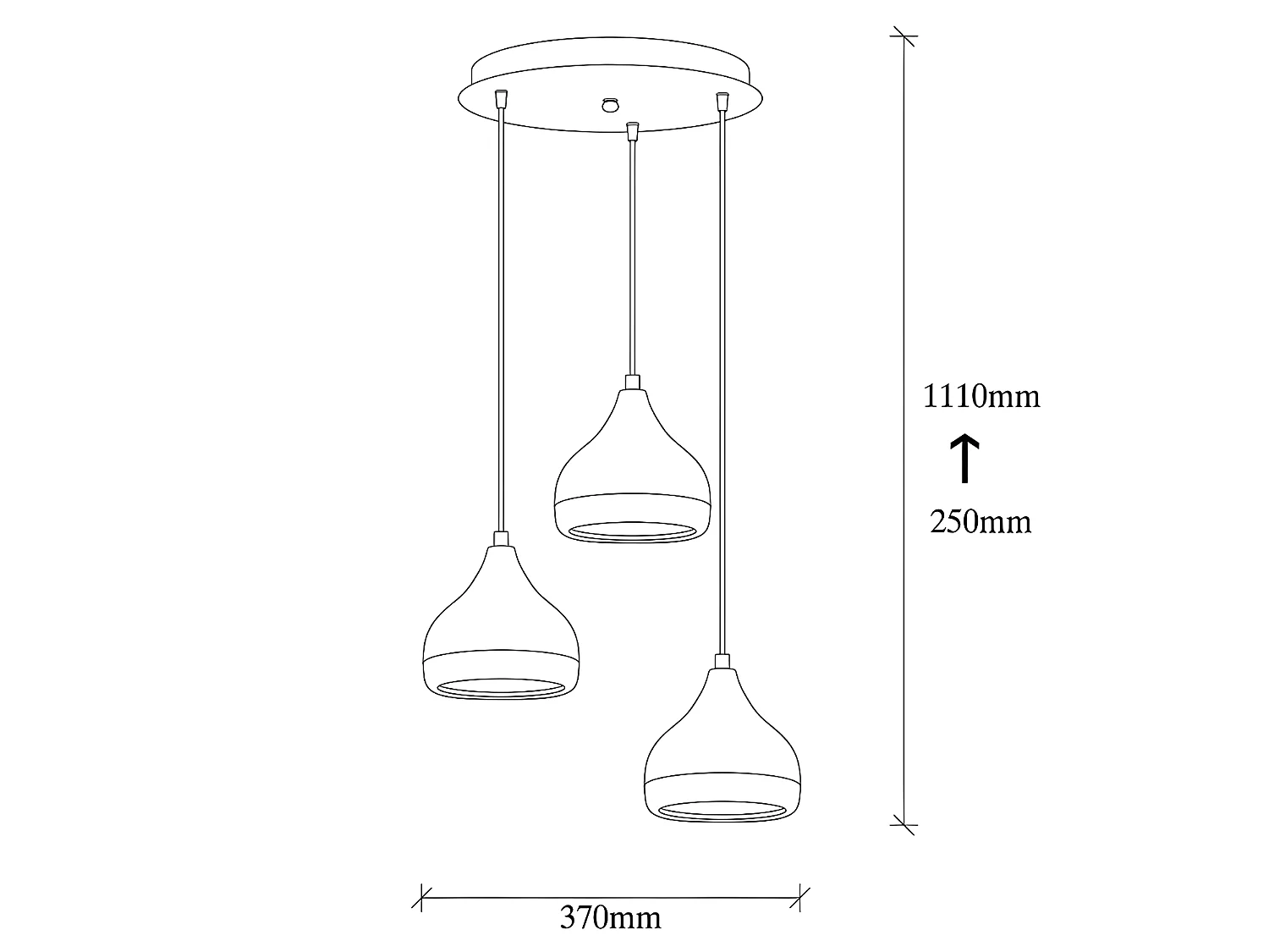 Deckenleuchte höhenverstellbar - Metall - 37 x 25/111 cm - Schwarz & Kupferfarben - YILDO
