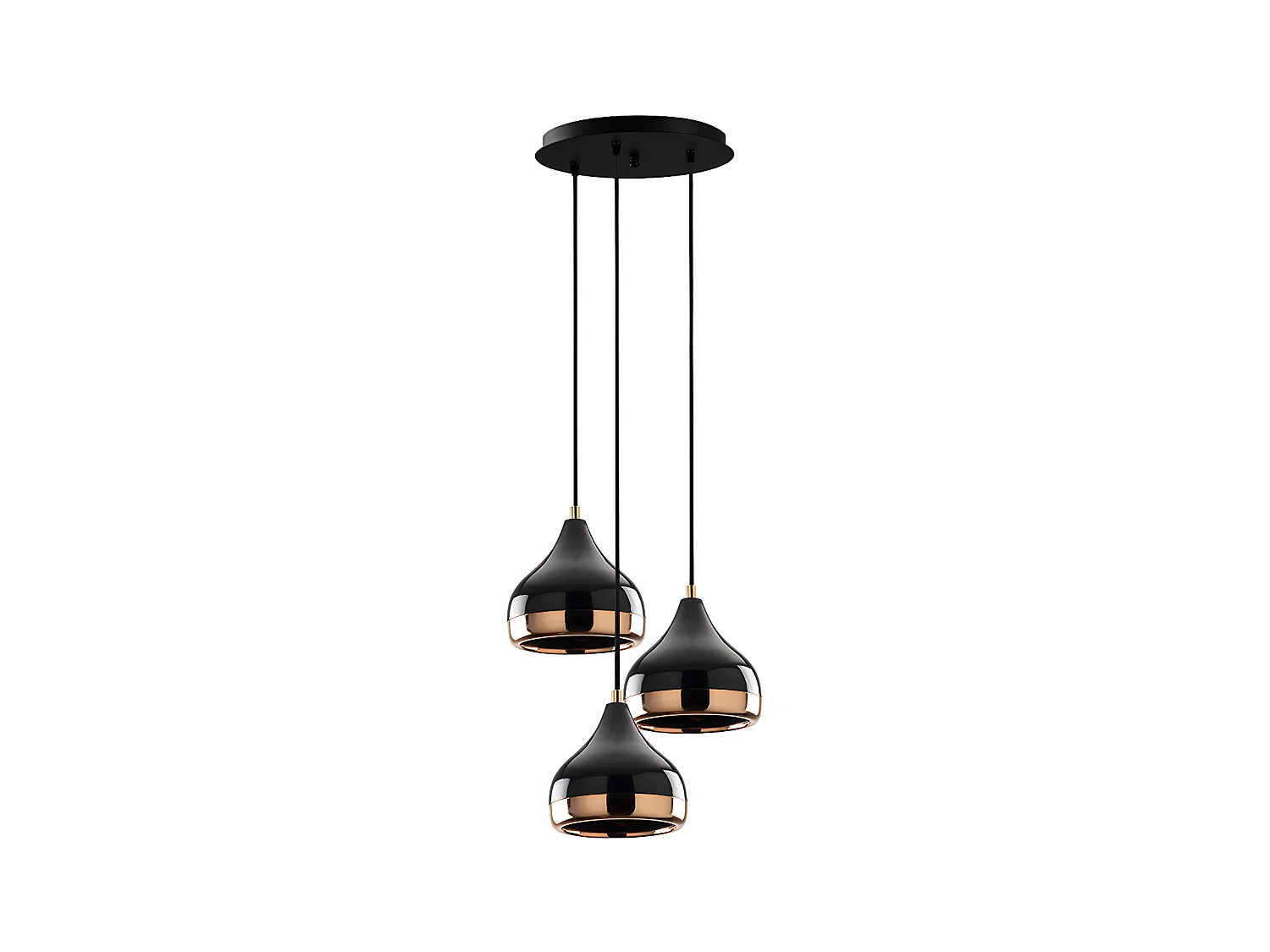 Lámpara de techo de metal de altura ajustable YILDO - D. 37 x Alt. 25/111 cm - Negro y cobre