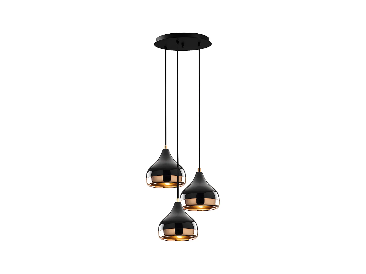Lámpara de techo de metal de altura ajustable YILDO - D. 37 x Alt. 25/111 cm - Negro y cobre