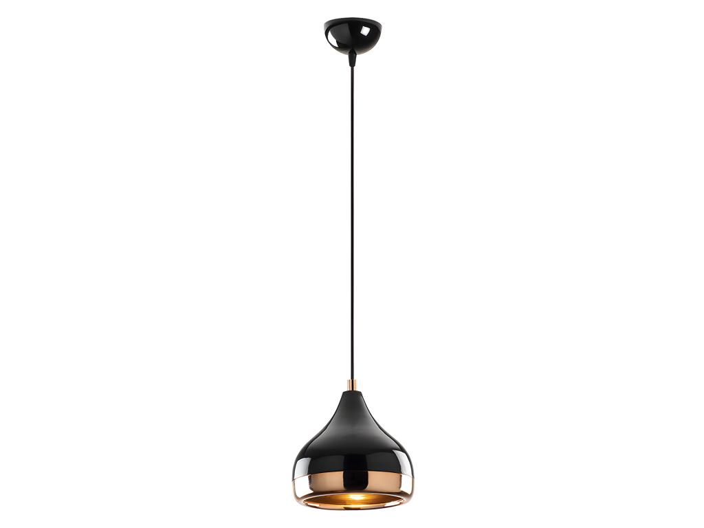 Deckenleuchte höhenverstellbar - Metall - 17 x 25/112 cm - Schwarz & Kupfer günstig online kaufen