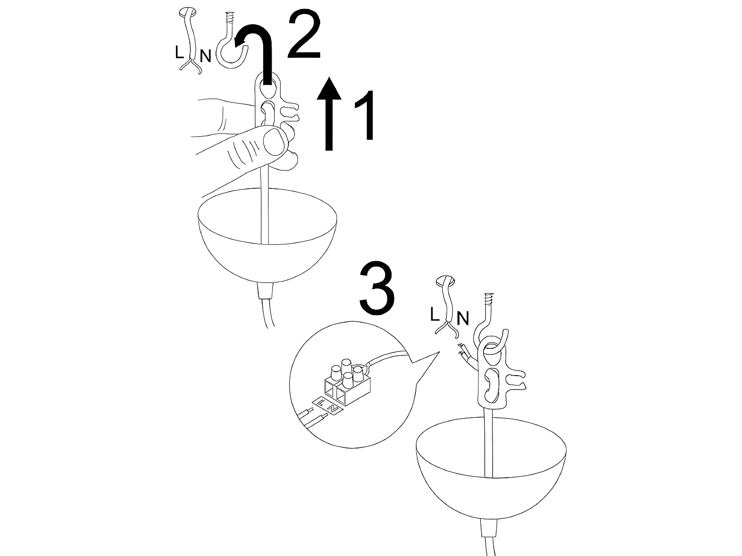 Suspension en métal à hauteur réglable - D. 17 x H. 25/112 cm - Noir et cuivré - YILDO