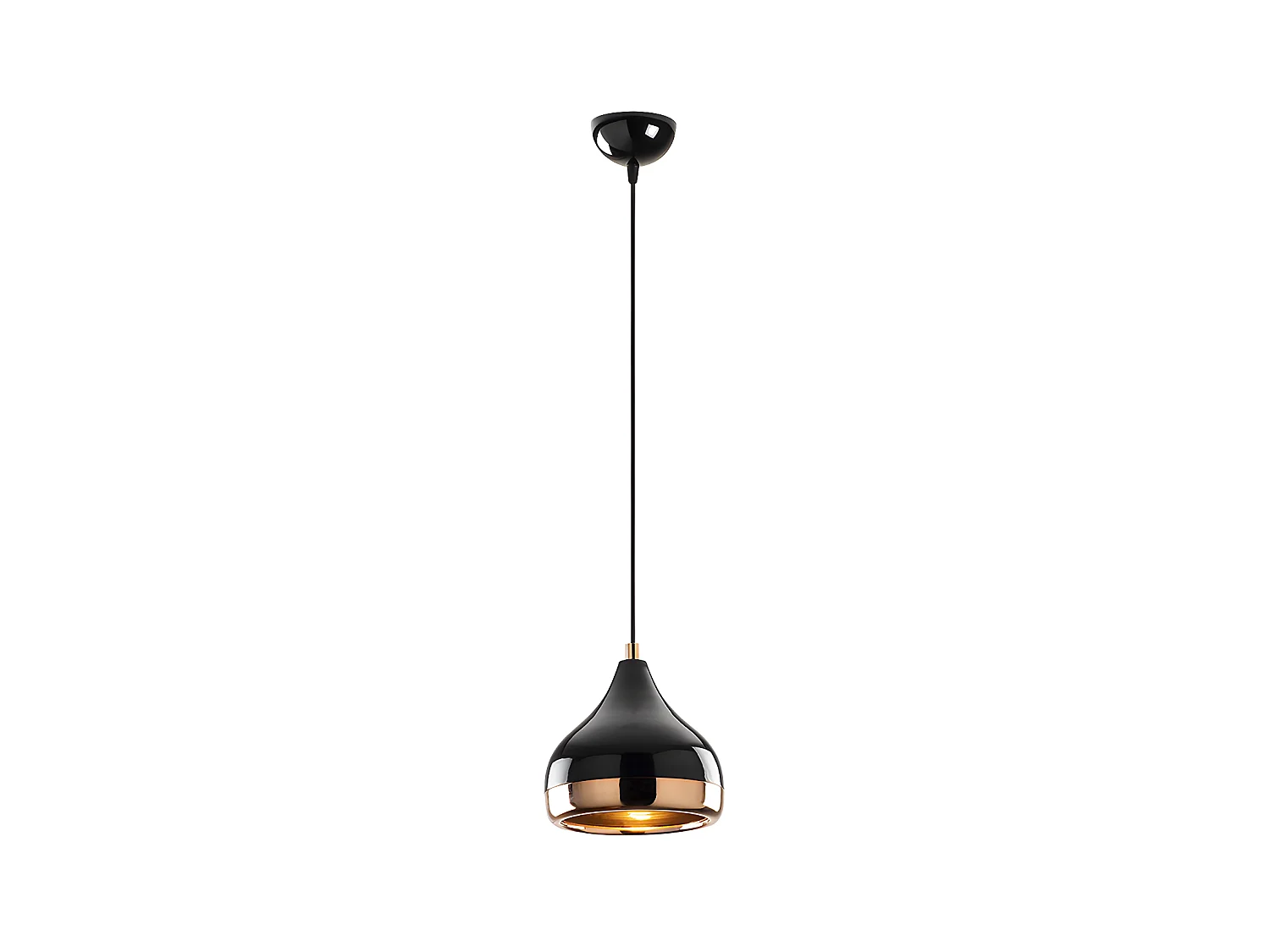 Suspension en métal à hauteur réglable - D. 17 x H. 25/112 cm - Noir et cuivré - YILDO