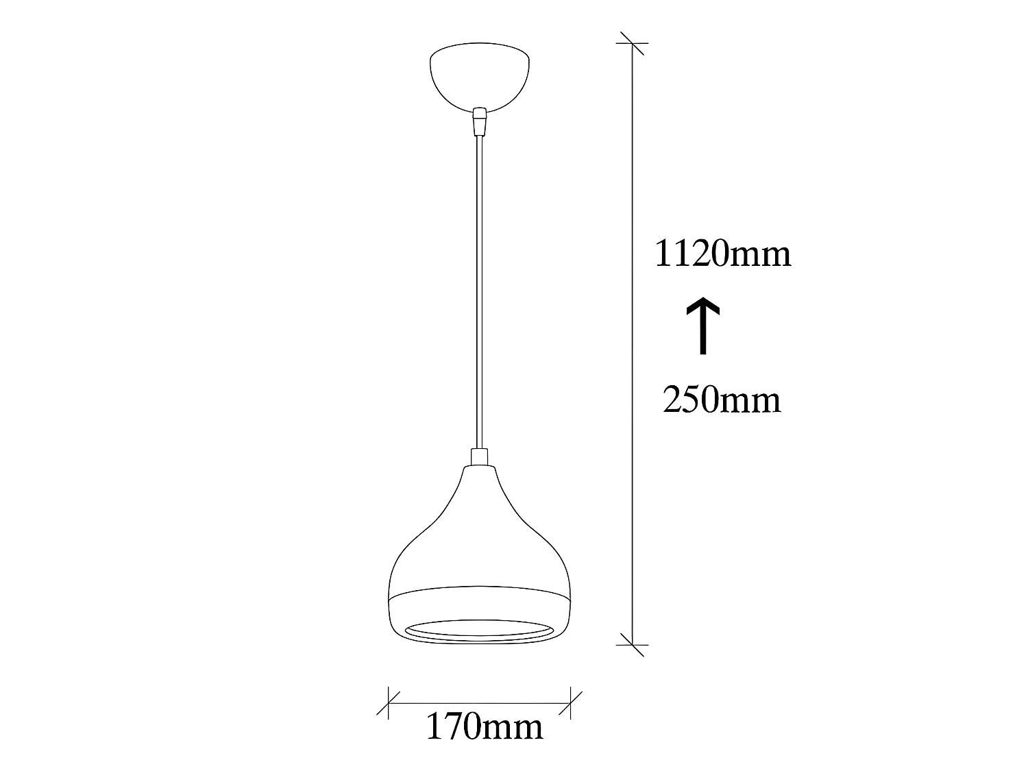 Suspension en métal à hauteur réglable - D. 17 x H. 25/112 cm - Noir et cuivré - YILDO