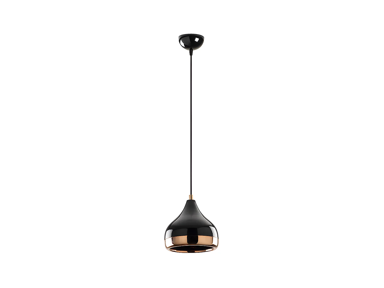 Lámpara de techo de metal de altura ajustable YILDO - D. 17 x Alt. 25/112 cm - Negro y cobre