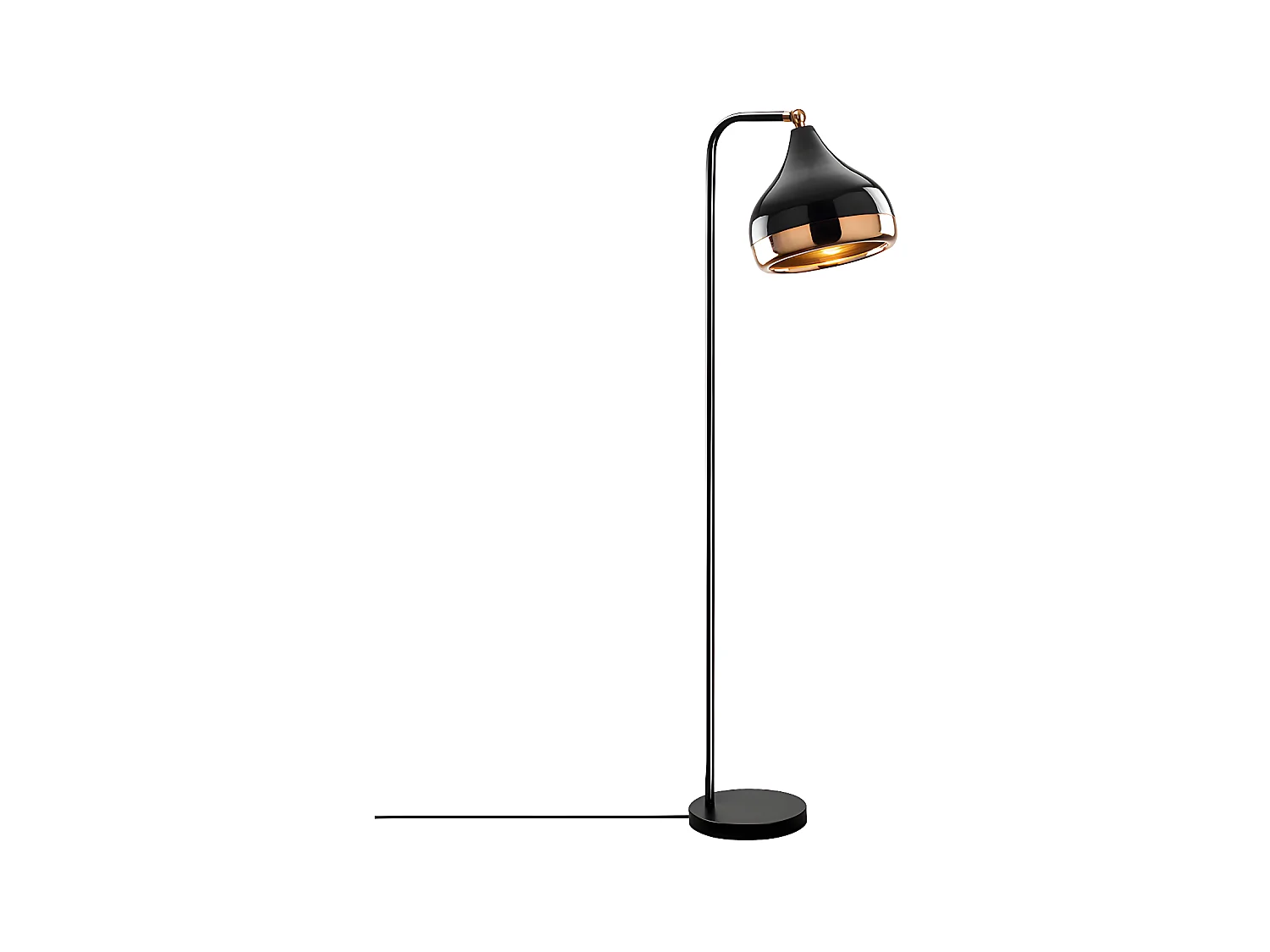 Staande lamp van metaal met verstelbare kap YILDO - H. 120 cm - Zwart en koperkleurig