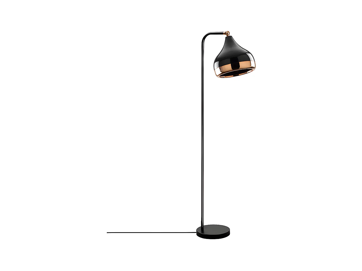 Staande lamp van metaal met verstelbare kap YILDO - H. 120 cm - Zwart en koperkleurig