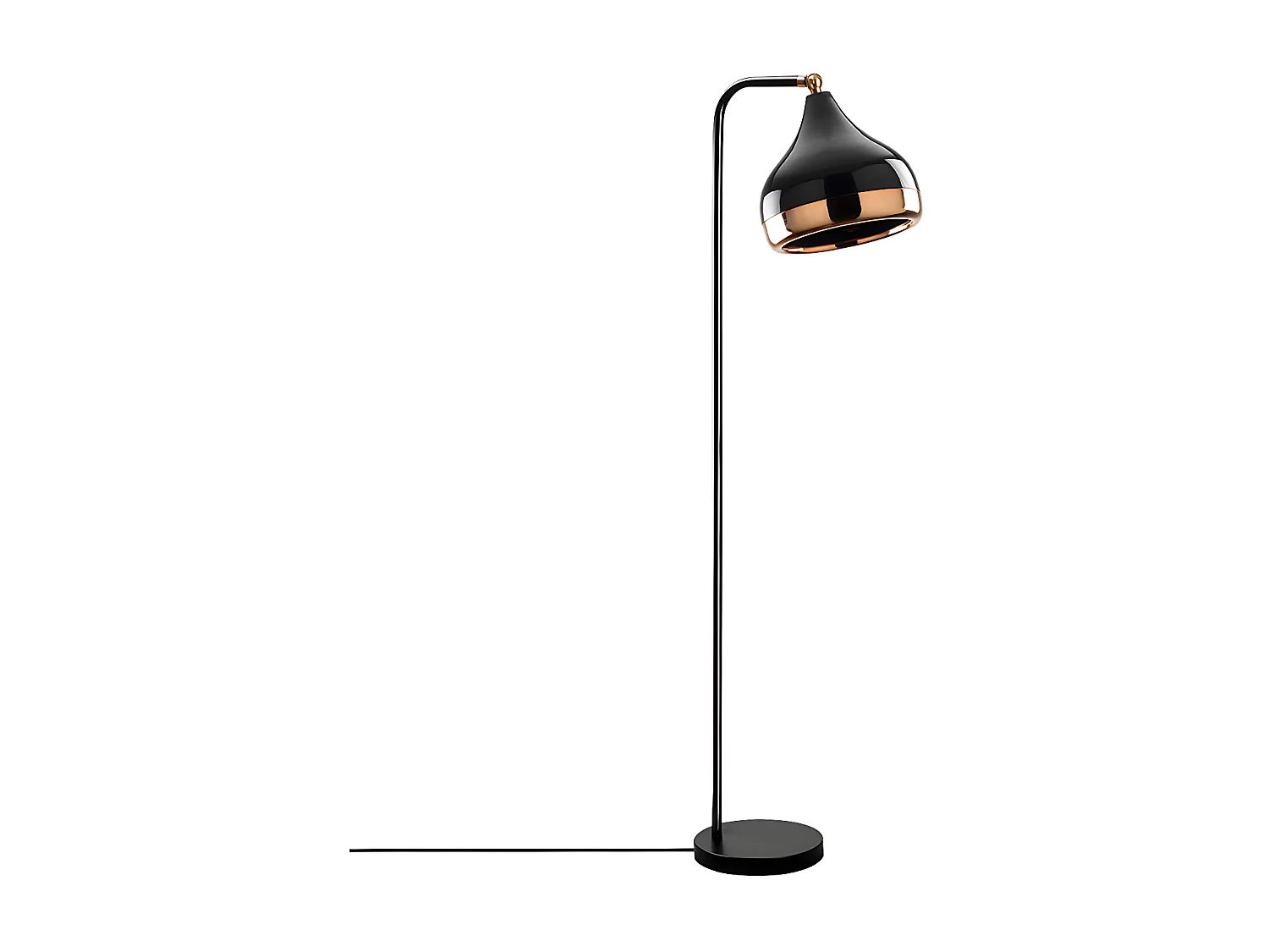Lampadaire en métal à abat-jour orientable - H. 120 cm - Noir et cuivré - YILDO