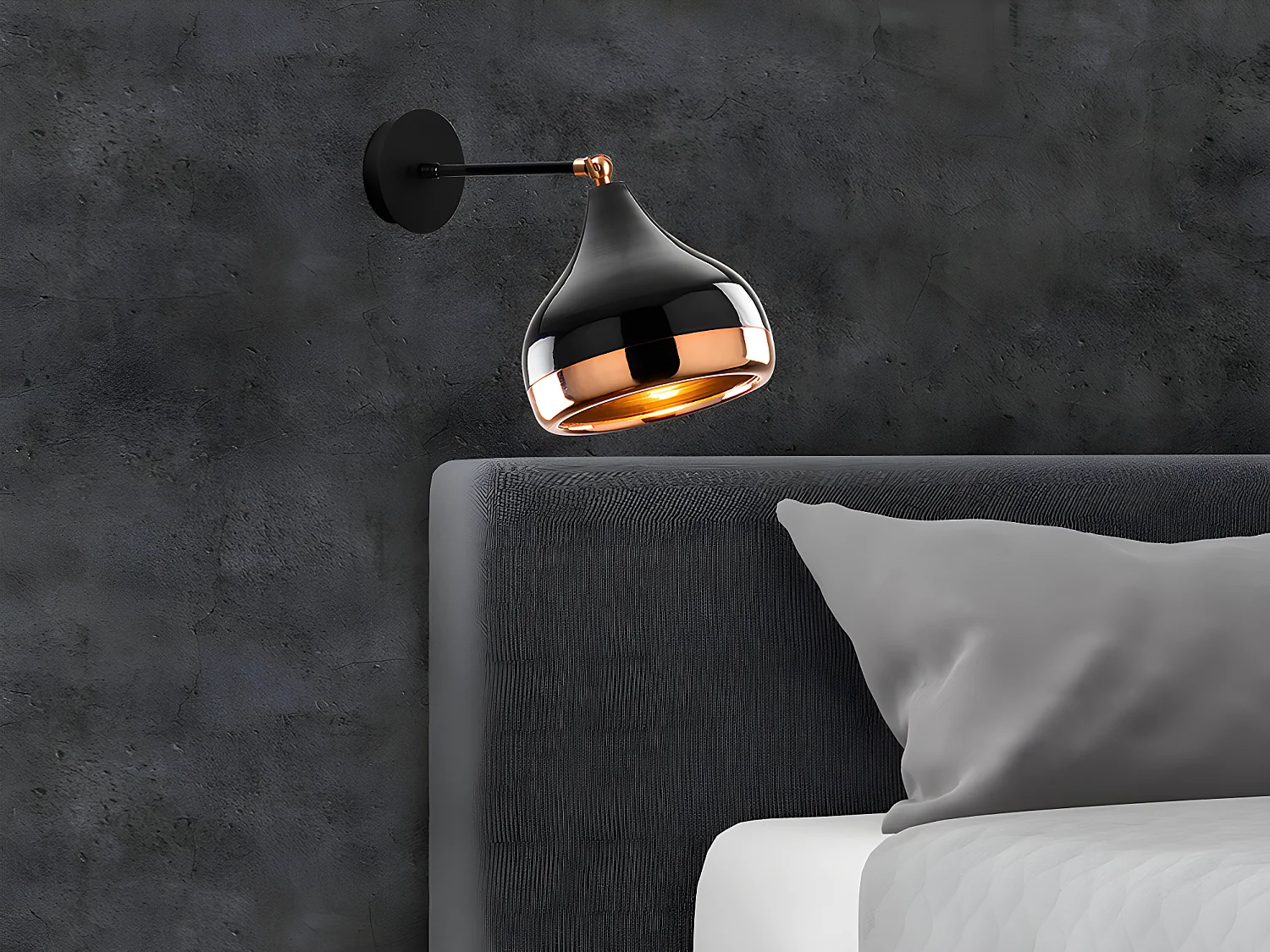 Applique en métal à abat-jour orientable - D. 17 x H. 28 cm - Noir et cuivré - YILDO