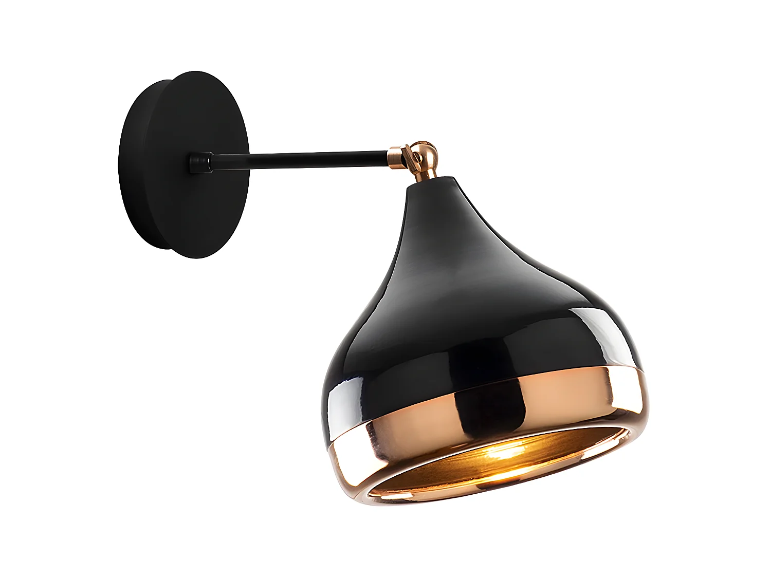 Applique en métal à abat-jour orientable - D. 17 x H. 28 cm - Noir et cuivré - YILDO