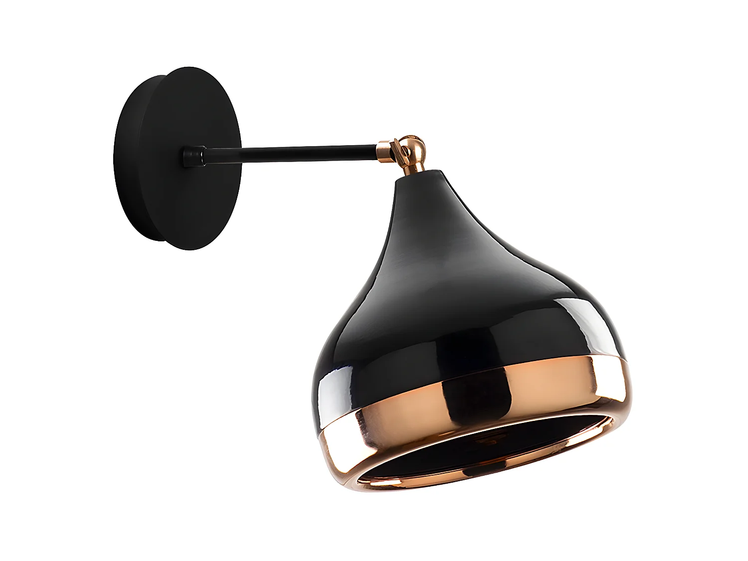 Applique en métal à abat-jour orientable - D. 17 x H. 28 cm - Noir et cuivré - YILDO