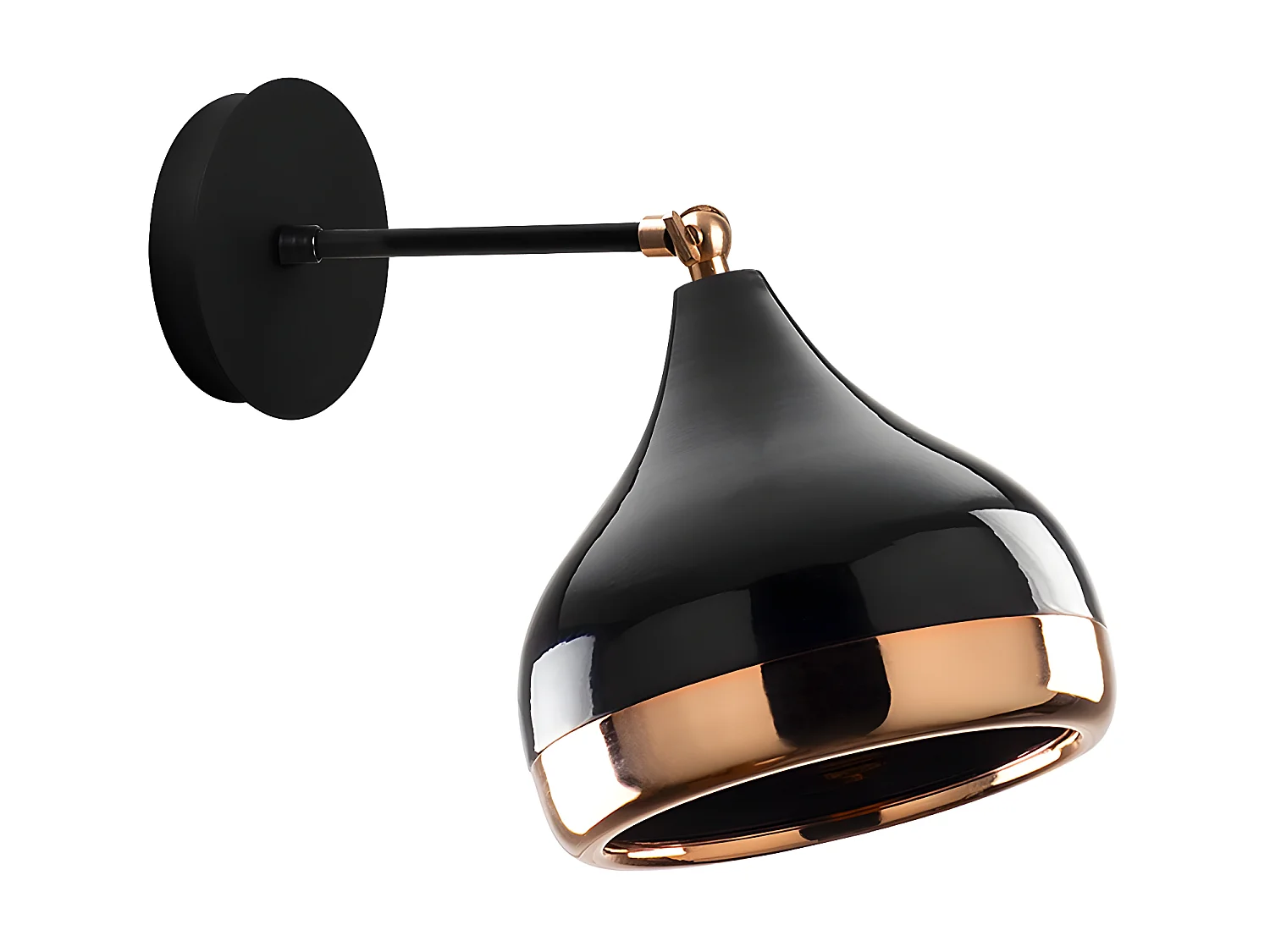 Aplique em metal com abajur orientável de D. 17 x A. 28 cm cor preto e acobreado - YILDO