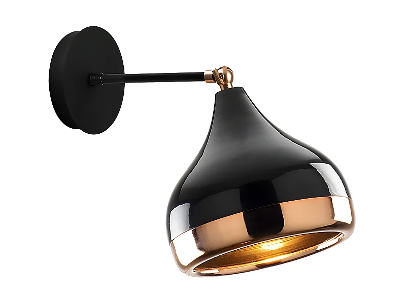 Applique en métal à abat-jour orientable - D. 17 x H. 28 cm - Noir et cuivré - YILDO