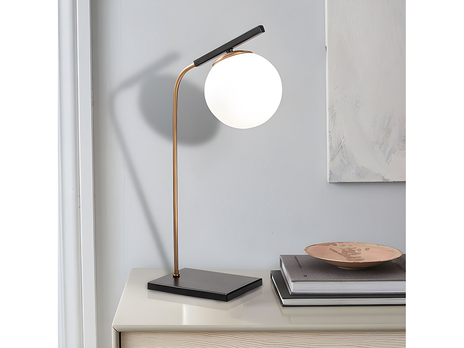 Tischleuchte Art Déco - Metall & Glas - 25 x 55 cm - Schwarz - YILDIZ günstig online kaufen