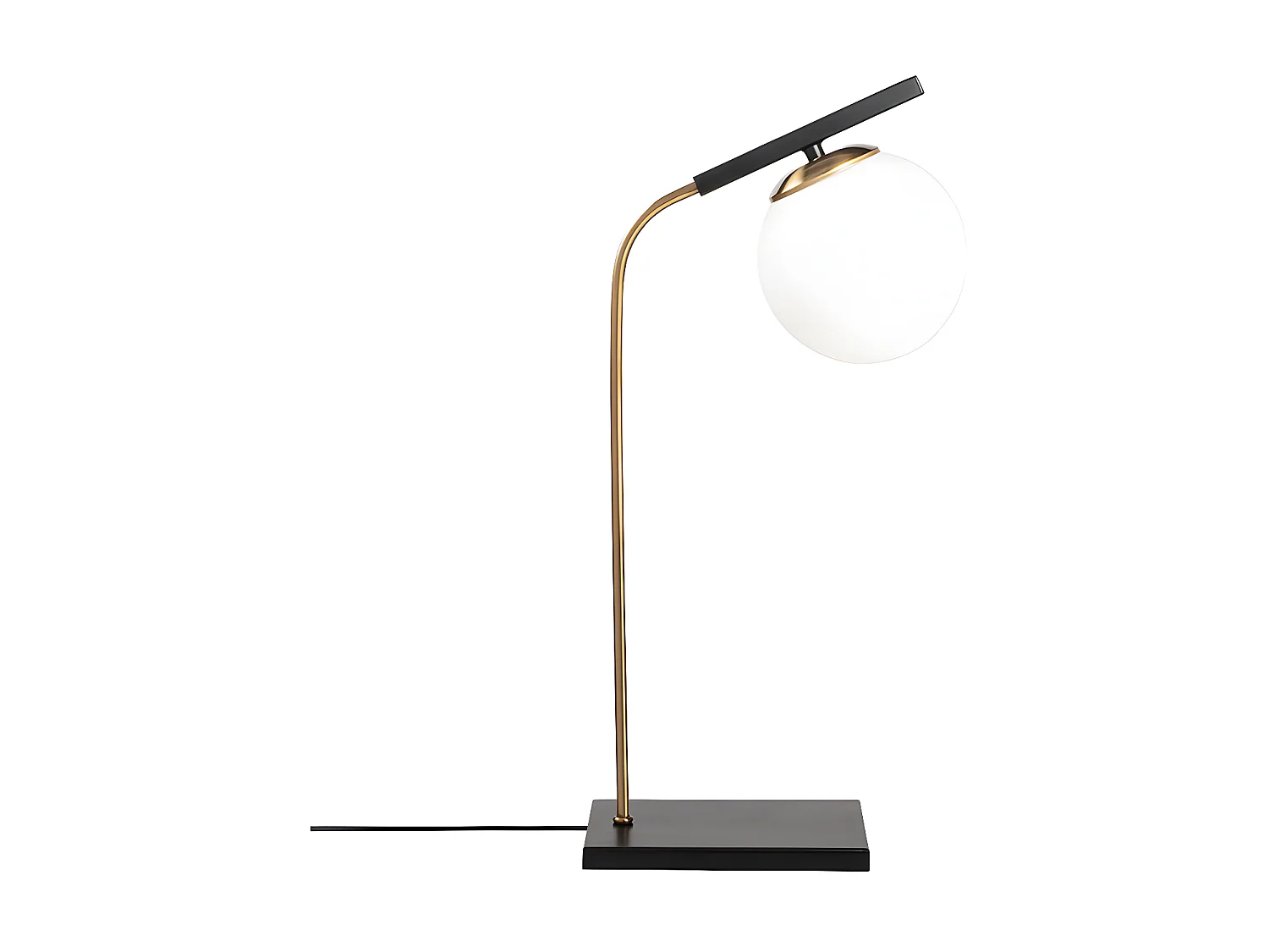 Lampe à poser Art Déco en métal et globe en verre - L. 25 x H. 55 cm - Noir - YILDIZ