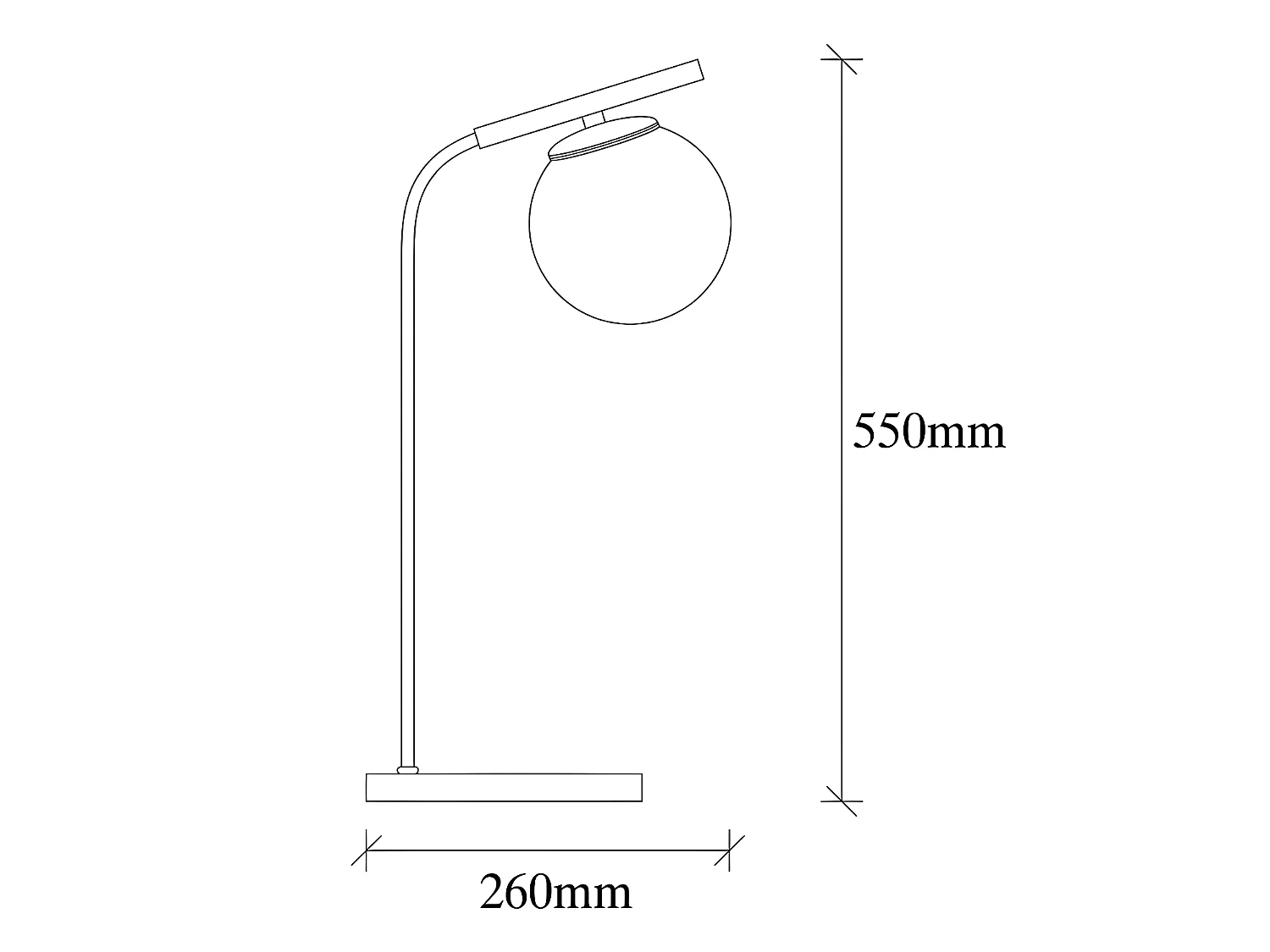 Lampe à poser Art Déco en métal et globe en verre - L. 25 x H. 55 cm - Noir - YILDIZ
