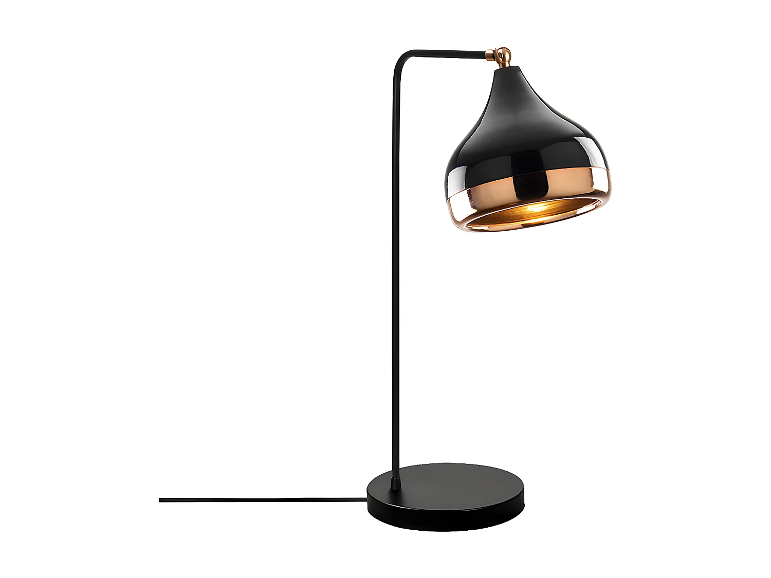 Lampe à poser orientable en métal - D. 17 x H. 52 cm - Noir et cuivré - YILDO