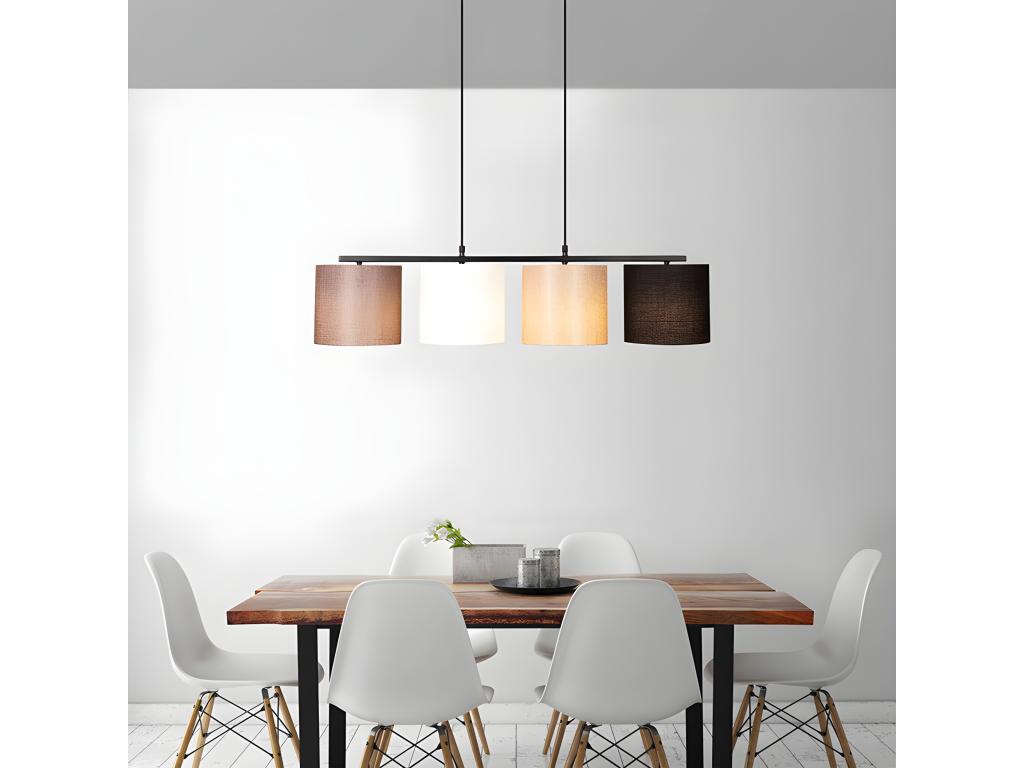 Deckenleuchte VALIZ - Metall - 4 Lampenschirme - Höhe verstellbar - L. 110 x H. 40/120 cm - Mehrfarbig