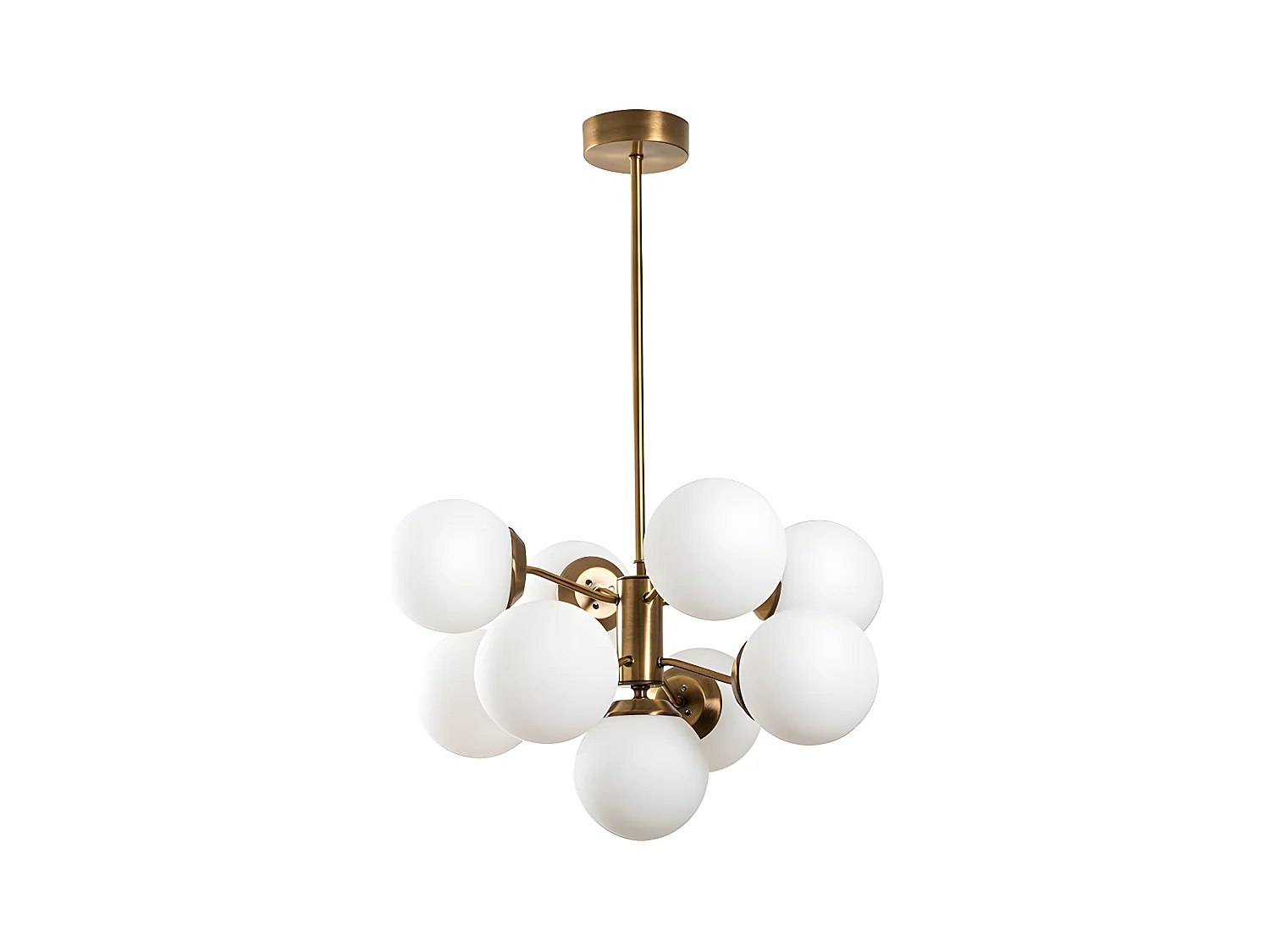 Lámpara de techo de metal MUDONI - 9 globos -Alt. 80 cm - Blanco y dorado