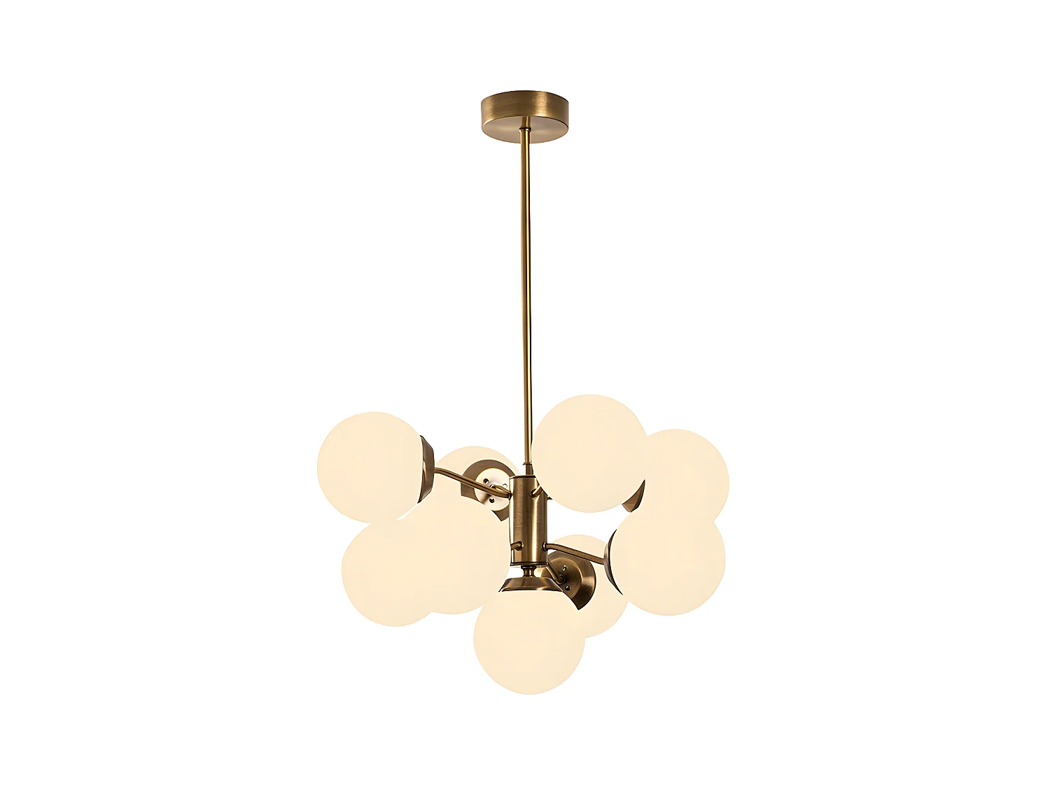 Lámpara de techo de metal MUDONI - 9 globos -Alt. 80 cm - Blanco y dorado