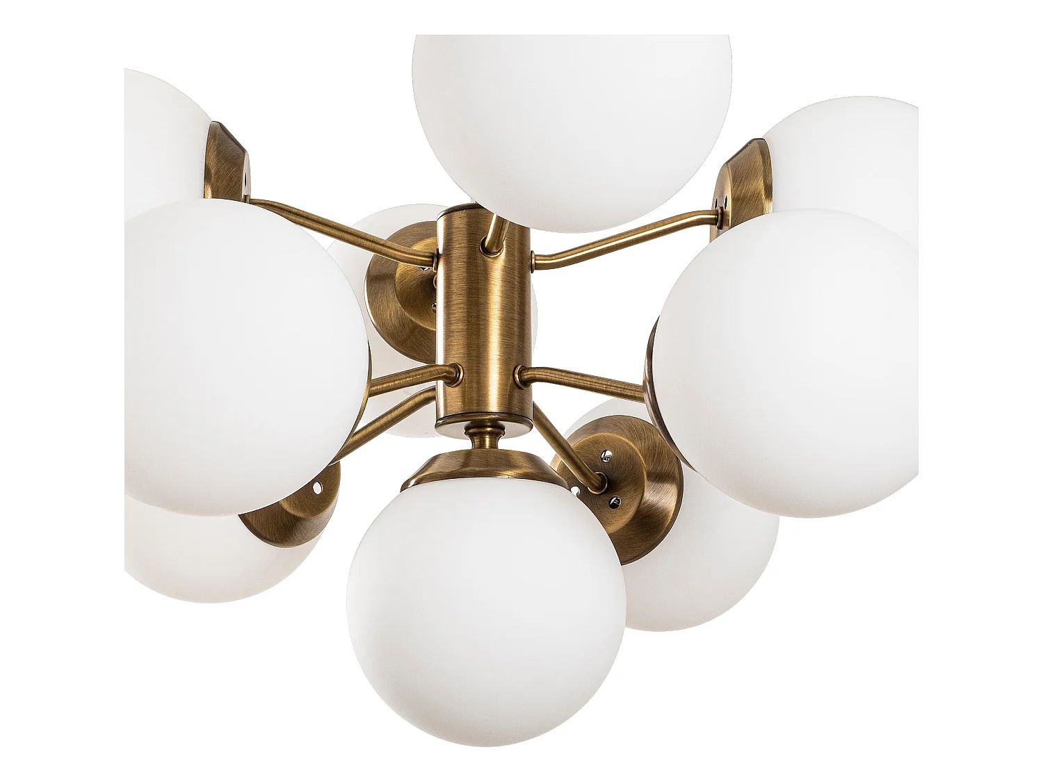 Lámpara de techo de metal MUDONI - 9 globos -Alt. 80 cm - Blanco y dorado
