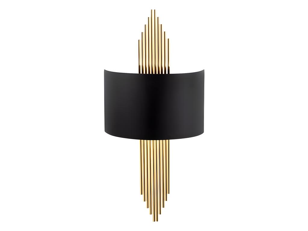 Art-Deco-Wandleuchte - Metall - 22 x 75 cm - Schwarz & Goldfarben - SANGARI günstig online kaufen