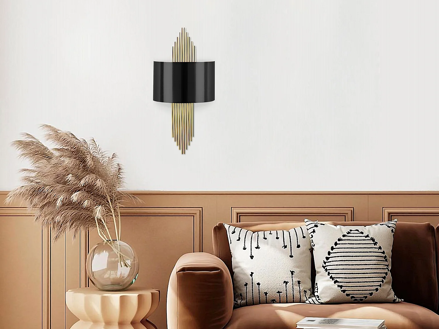 Aplique em metal de C. 22 x A. 75 cm cor preto e dourado - SANGARIUS