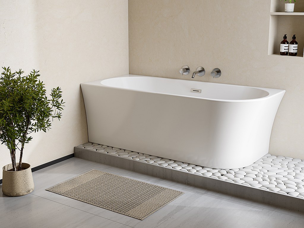 Eckbadewanne - 201 L - 150 x 75 x 59 cm - Acryl - Weiß - Ecke links - PONTICOLA