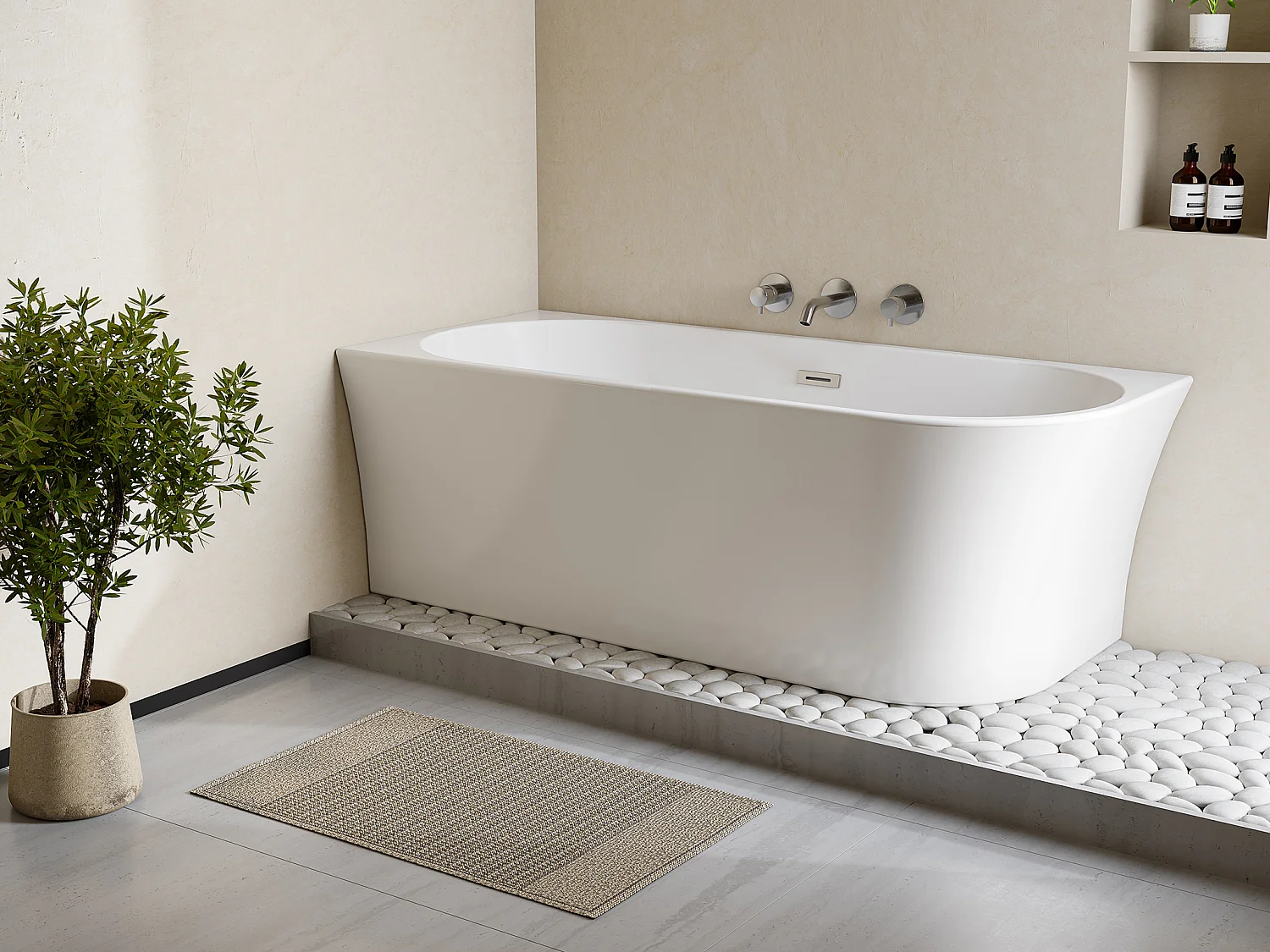 Baignoire d'angle - 201 L - 150 x 75 x 59 cm - Blanche - Acrylique - Angle gauche - PONTICOLA