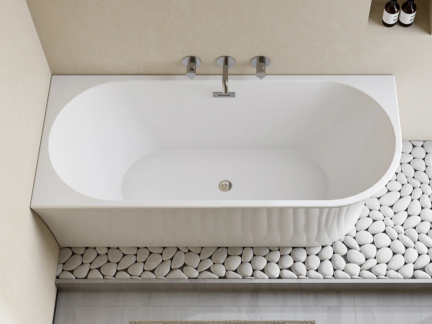 Eckbadewanne - 201 L - 150 x 75 x 59 cm - Acryl - Weiß - Ecke links - PONTICOLA