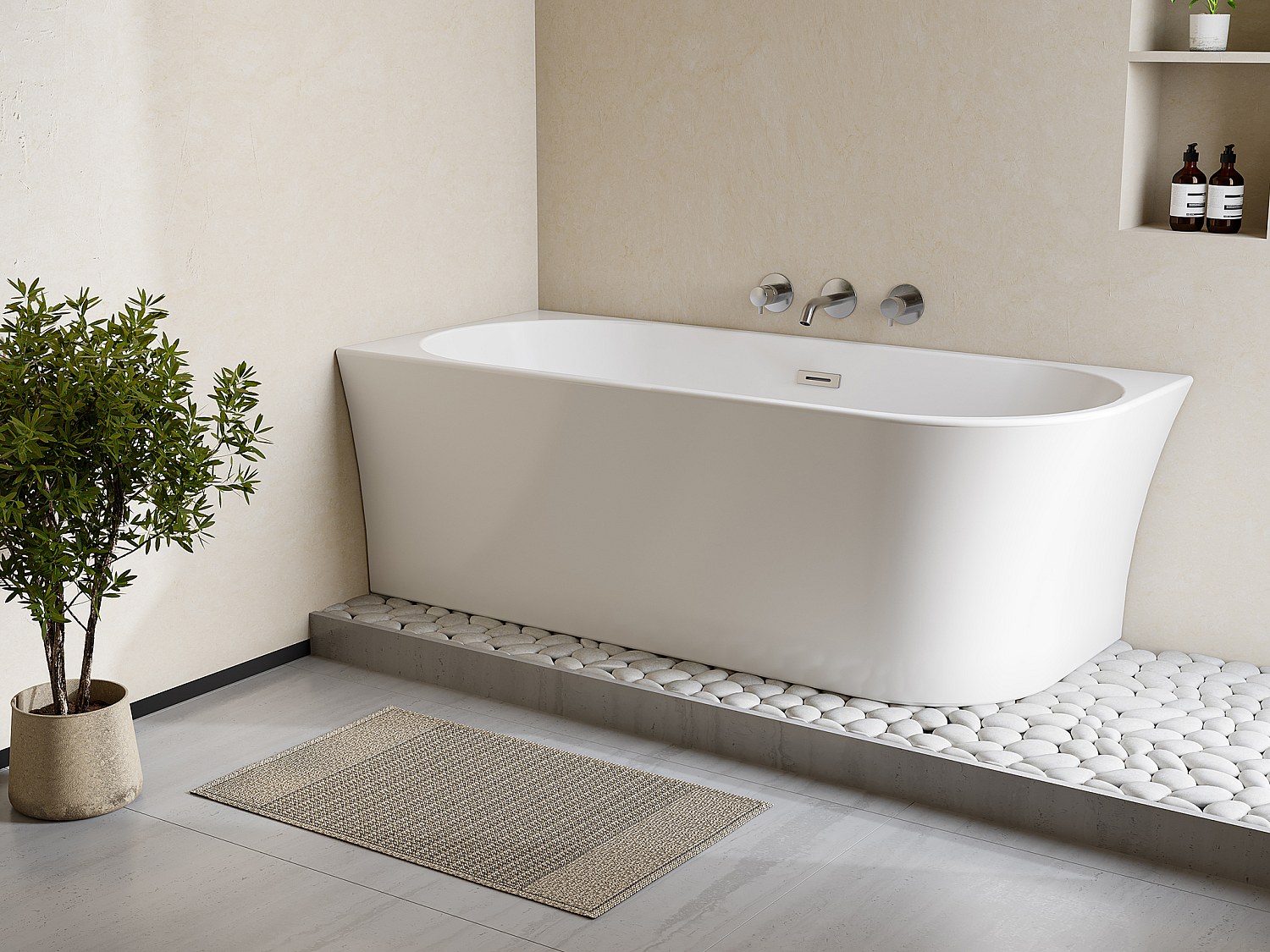 Vente-unique Eckbadewanne - 201 L - 150 X 75 X 59 Cm - Acryl - Weiß - Ecke Links - Ponticola