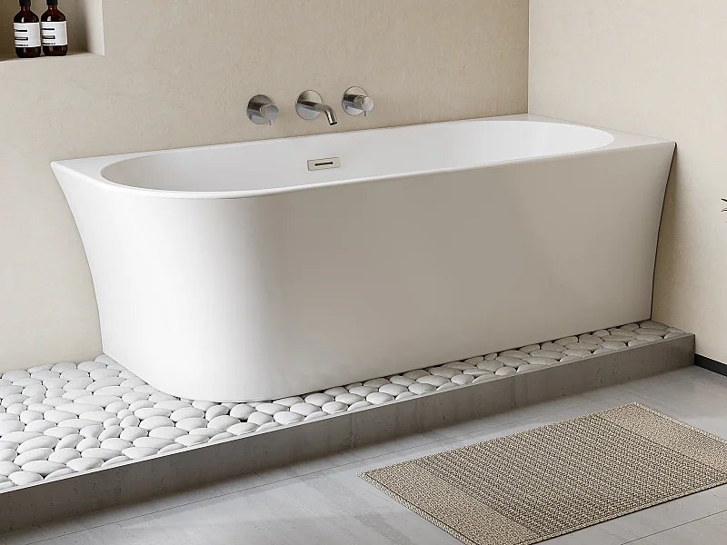Eckbadewanne - 201 L - 150 x 75 x 59 cm - Acryl - Weiß - Ecke rechts - PONTICOLA
