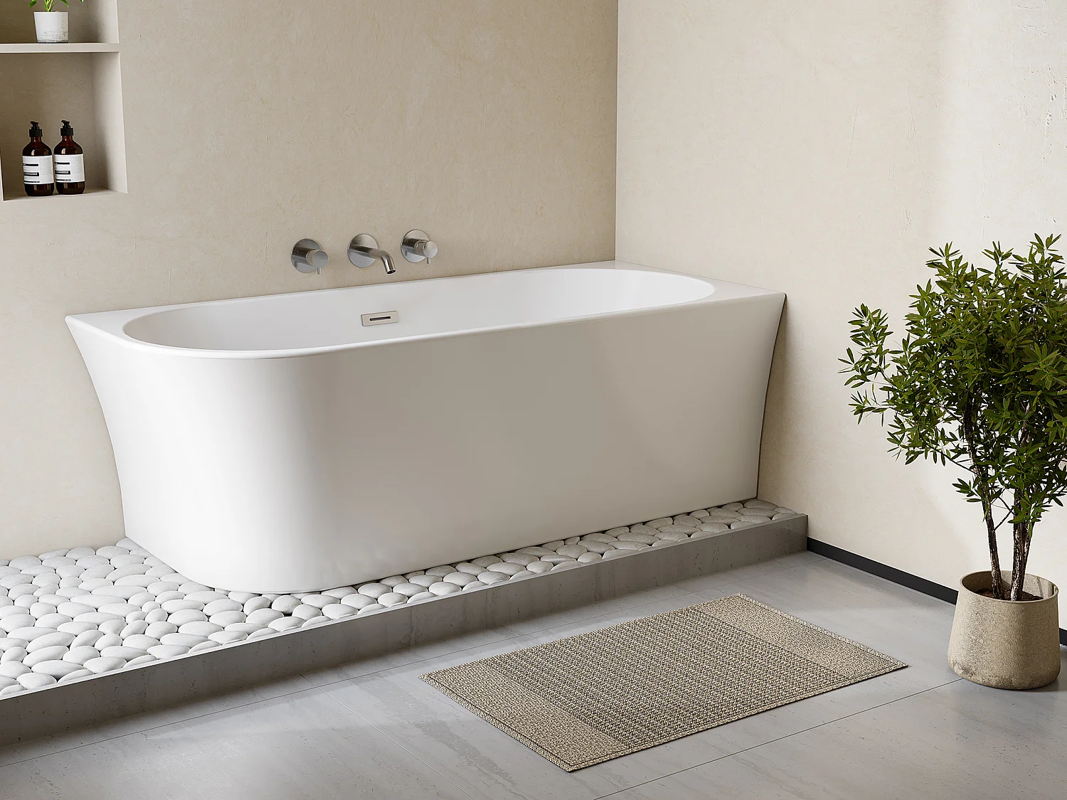 Baignoire d'angle - 201 L - 150 x 75 x 59 cm - Blanche - Acrylique - Angle droit - PONTICOLA