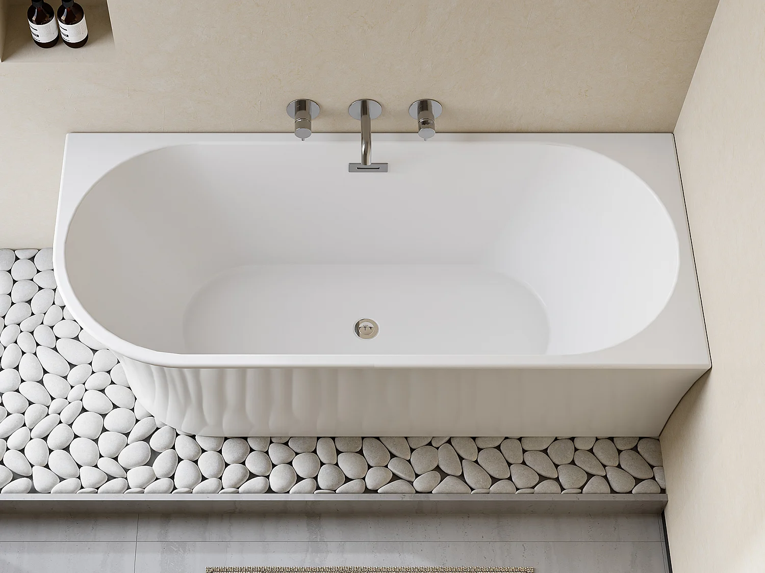 Eckbadewanne - 201 L - 150 x 75 x 59 cm - Acryl - Weiß - Ecke rechts - PONTICOLA