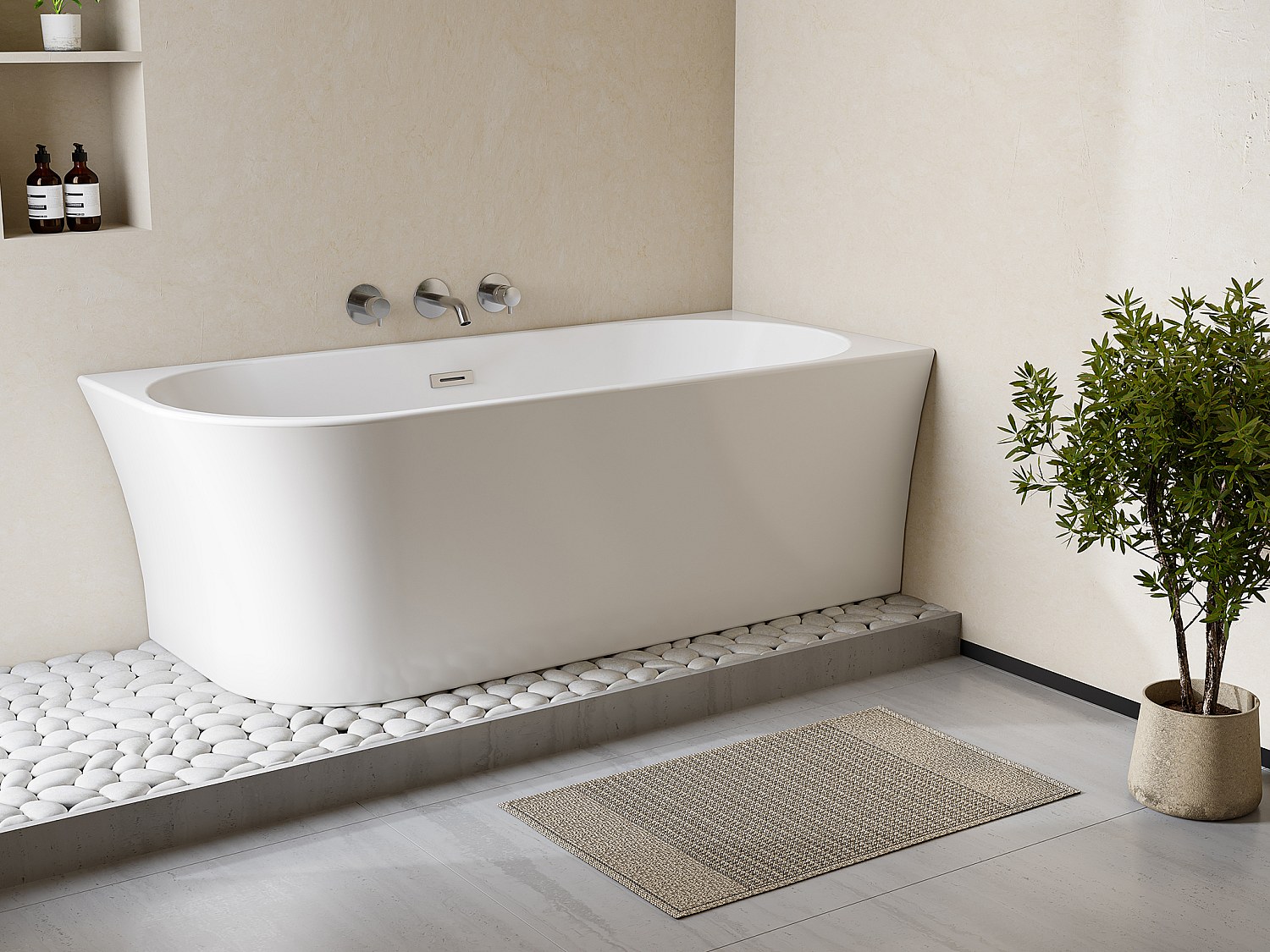 Vente-unique Eckbadewanne - 201 L - 150 X 75 X 59 Cm - Acryl - Weiß - Ecke Rechts - Ponticola