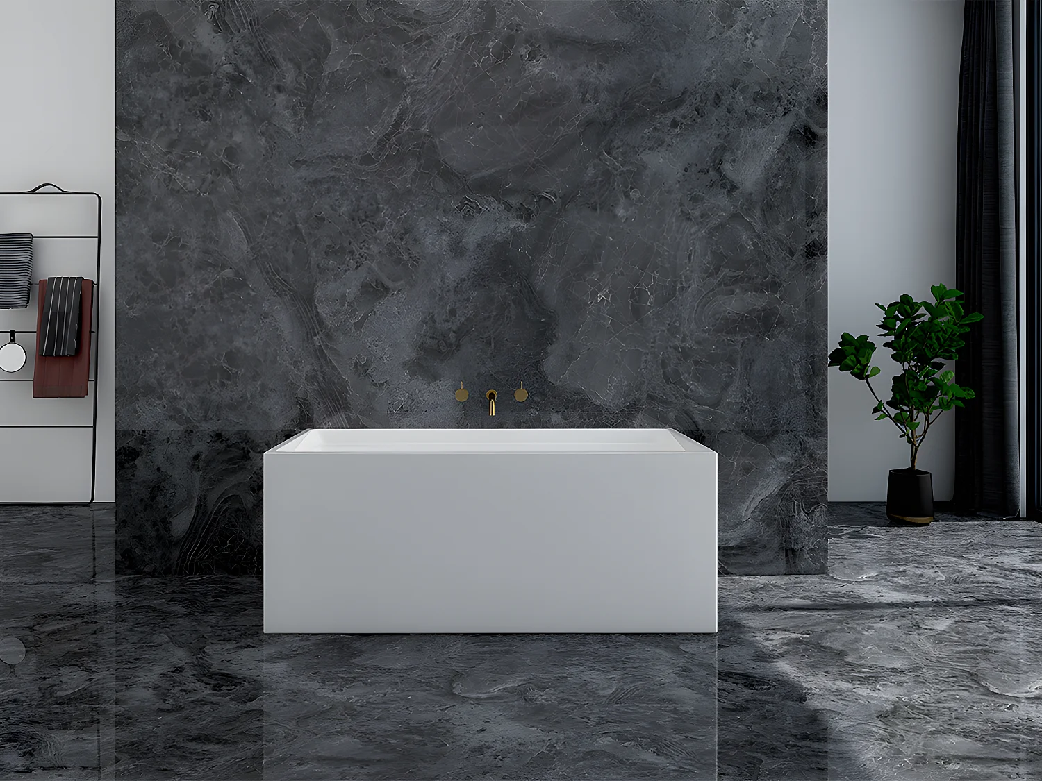 Baignoire îlot rectangulaire - 232 L - 150 x 75 x 60 cm - Blanche - Acrylique - ASPIUS