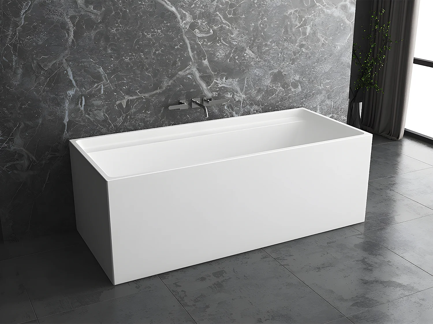 Baignoire îlot rectangulaire - 232 L - 150 x 75 x 60 cm - Blanche - Acrylique - ASPIUS