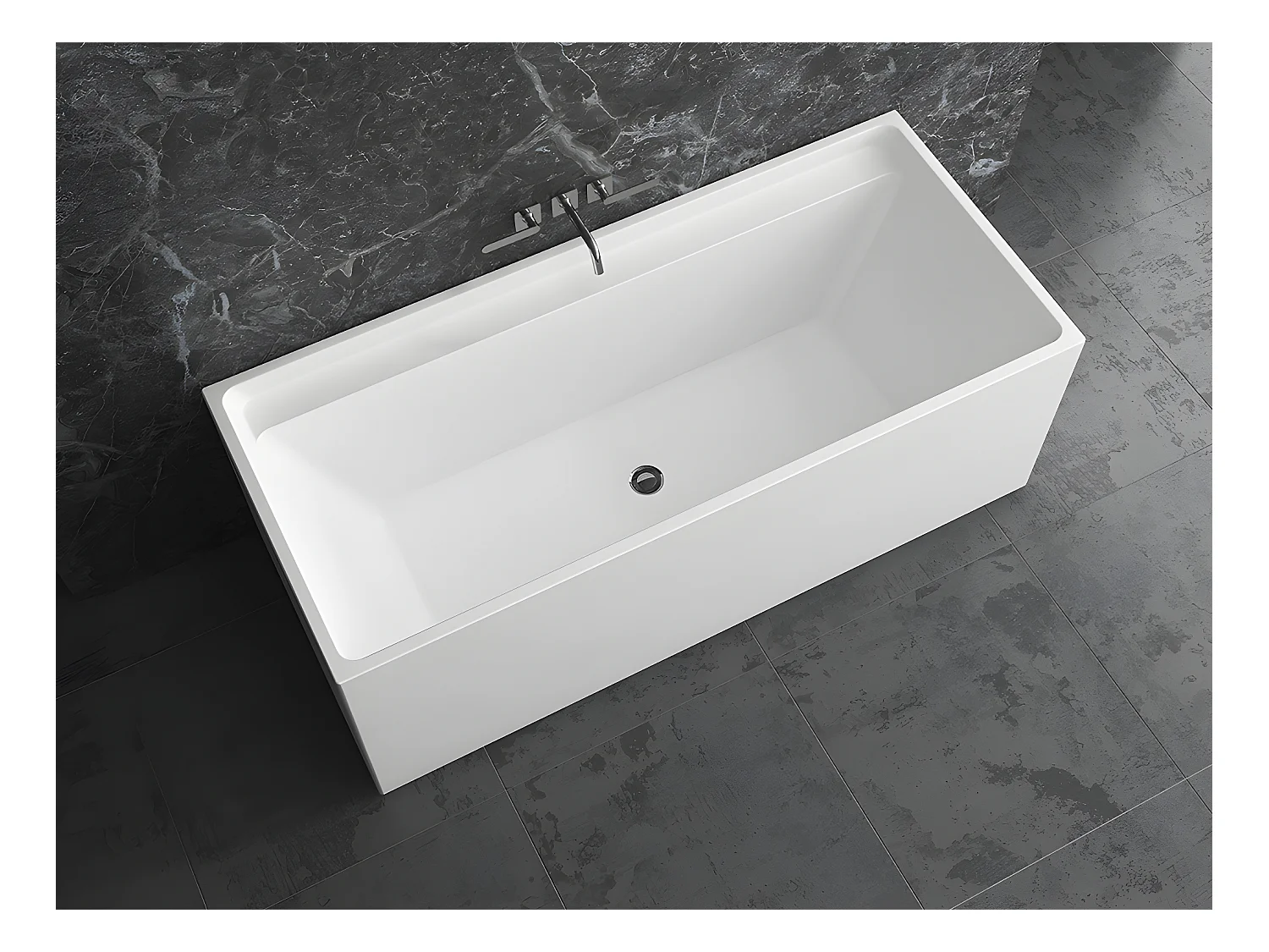 Baignoire îlot rectangulaire - 232 L - 150 x 75 x 60 cm - Blanche - Acrylique - ASPIUS
