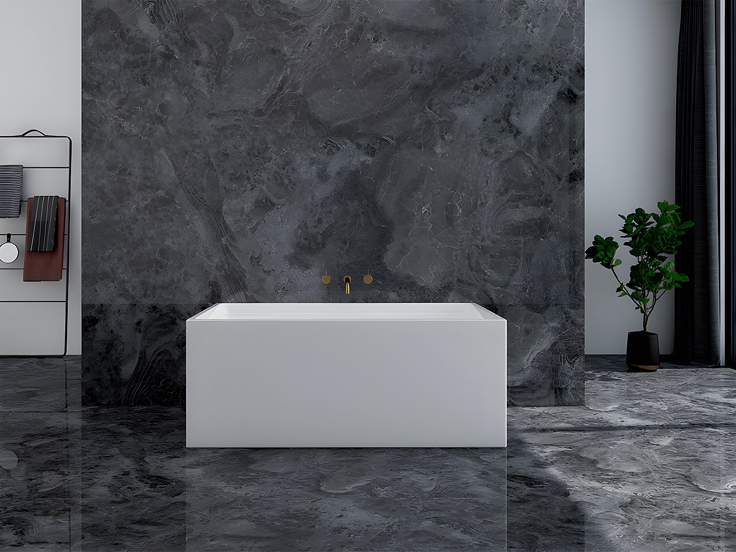 Vente-unique Badewanne Rechteckig Design Insel - Acryl - 232 L - 150 X 75 X 60 Cm - Weiß - Aspius