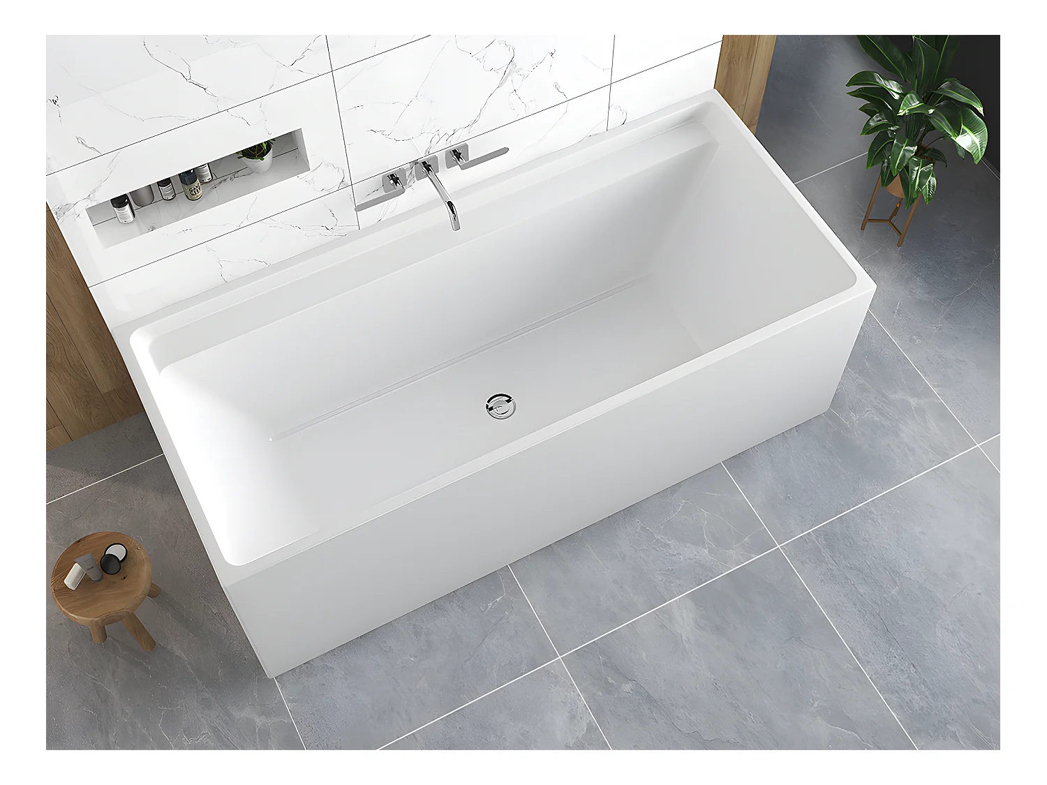 Baignoire îlot rectangulaire - 280 L - 170 x 75 x 60 cm - Blanche - Acrylique - ASPIUS