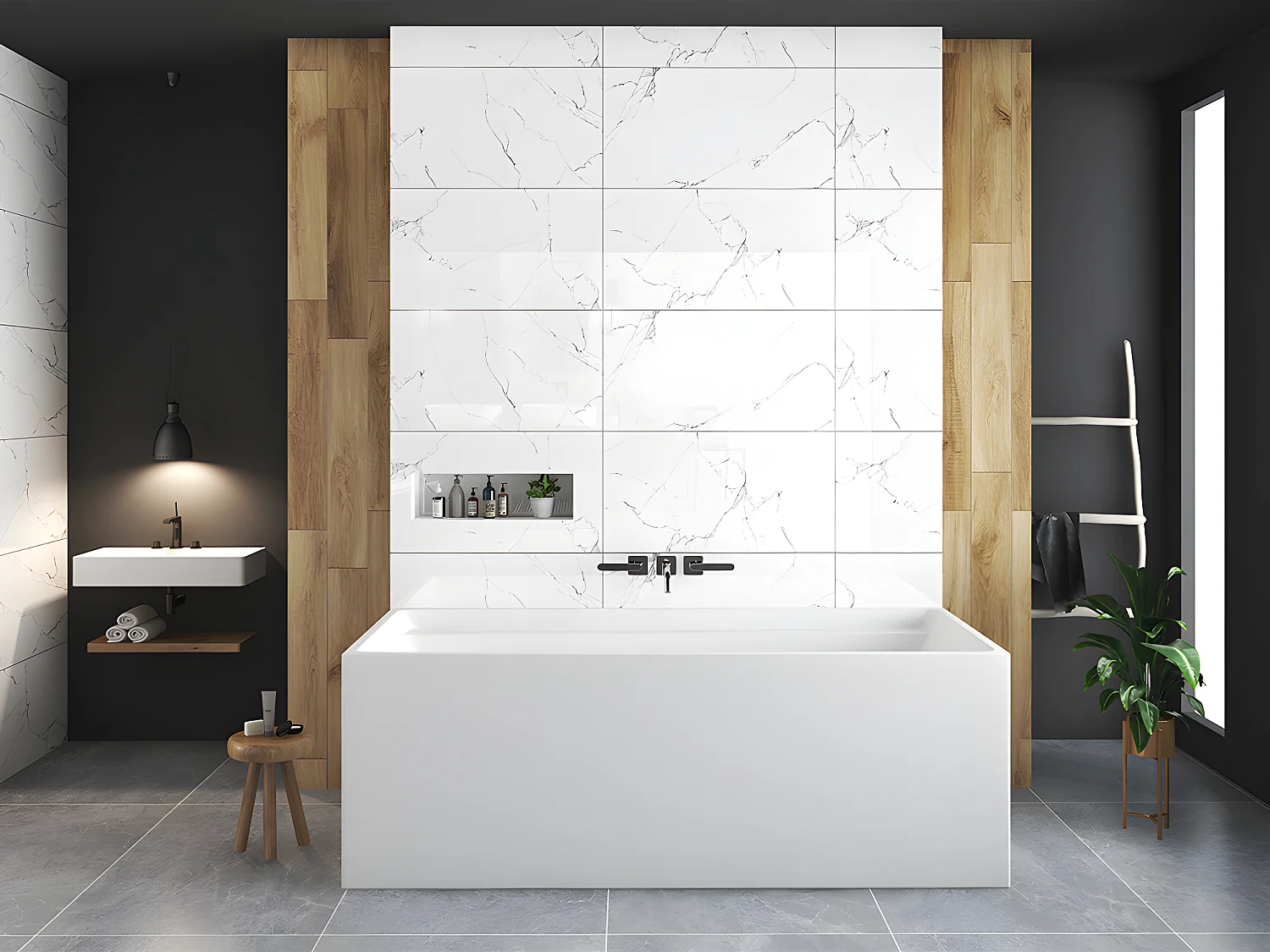 Baignoire îlot rectangulaire - 280 L - 170 x 75 x 60 cm - Blanche - Acrylique - ASPIUS